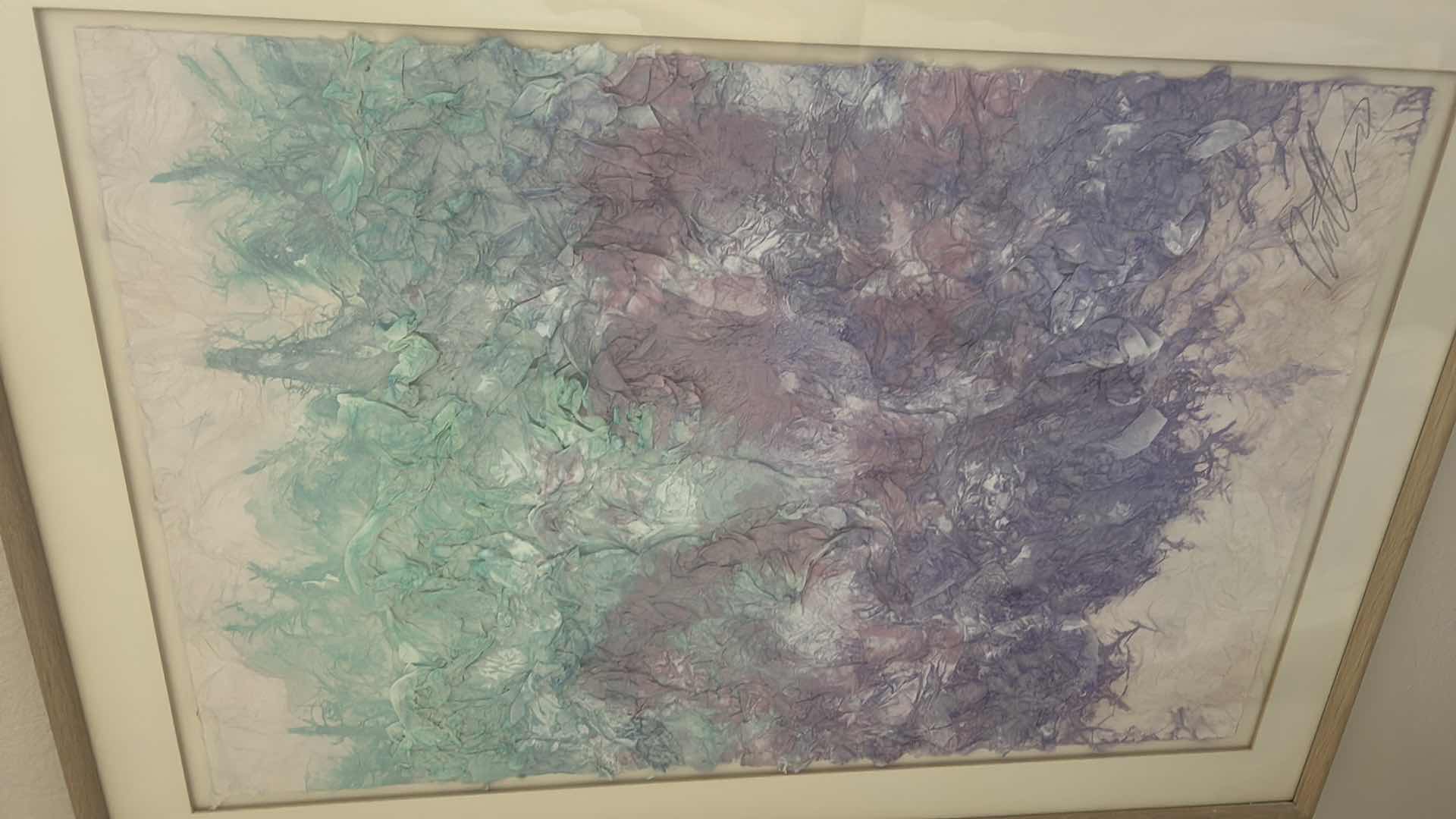 Photo 1 of WOOD FRAMED, RAISED PAPER SIGNED BUTLER WATERCOLOR SCULPTURE “WINTER CLOUDS” ARTWORK 29” x H41”