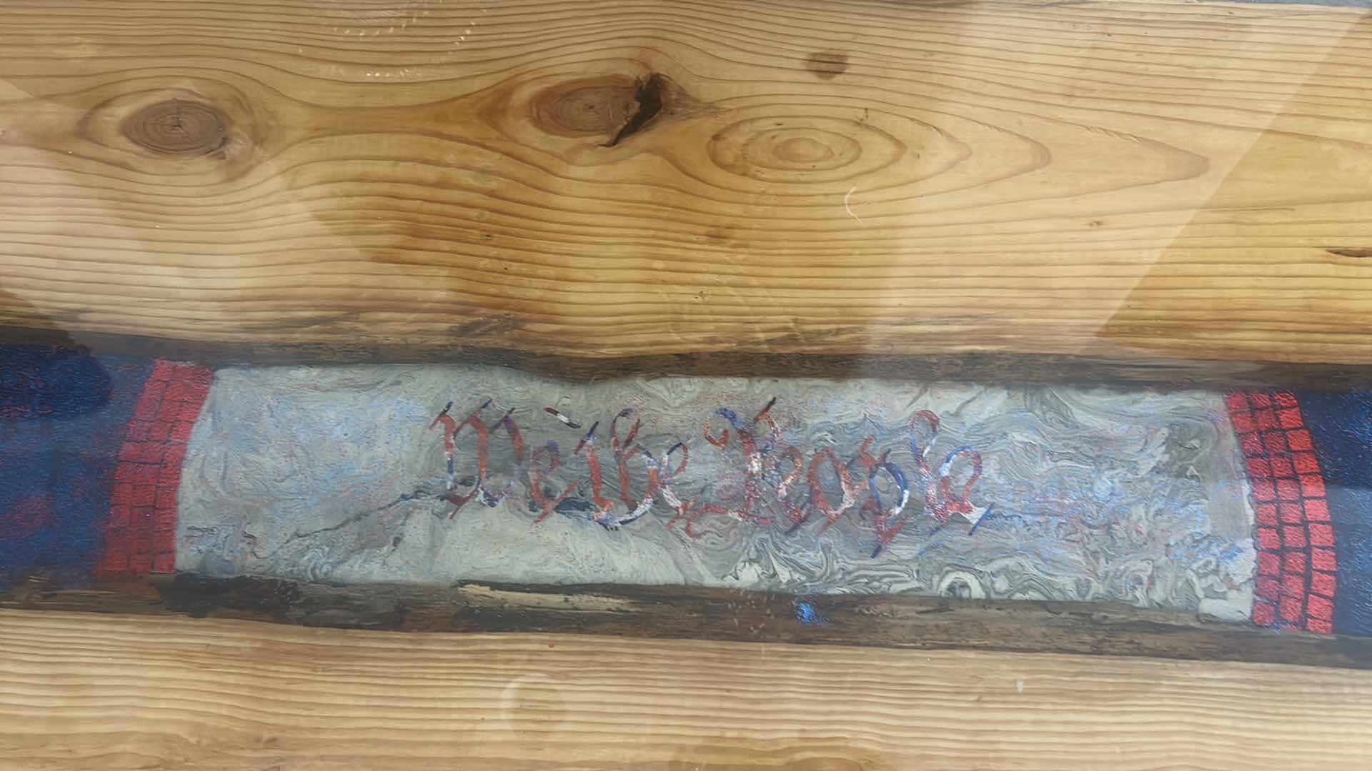 Photo 5 of CUSTOM LIVE EDGE PINE WOOD TABLE EPOXY TOP WITH CHAIN LEGS 74” x 36” x H30”