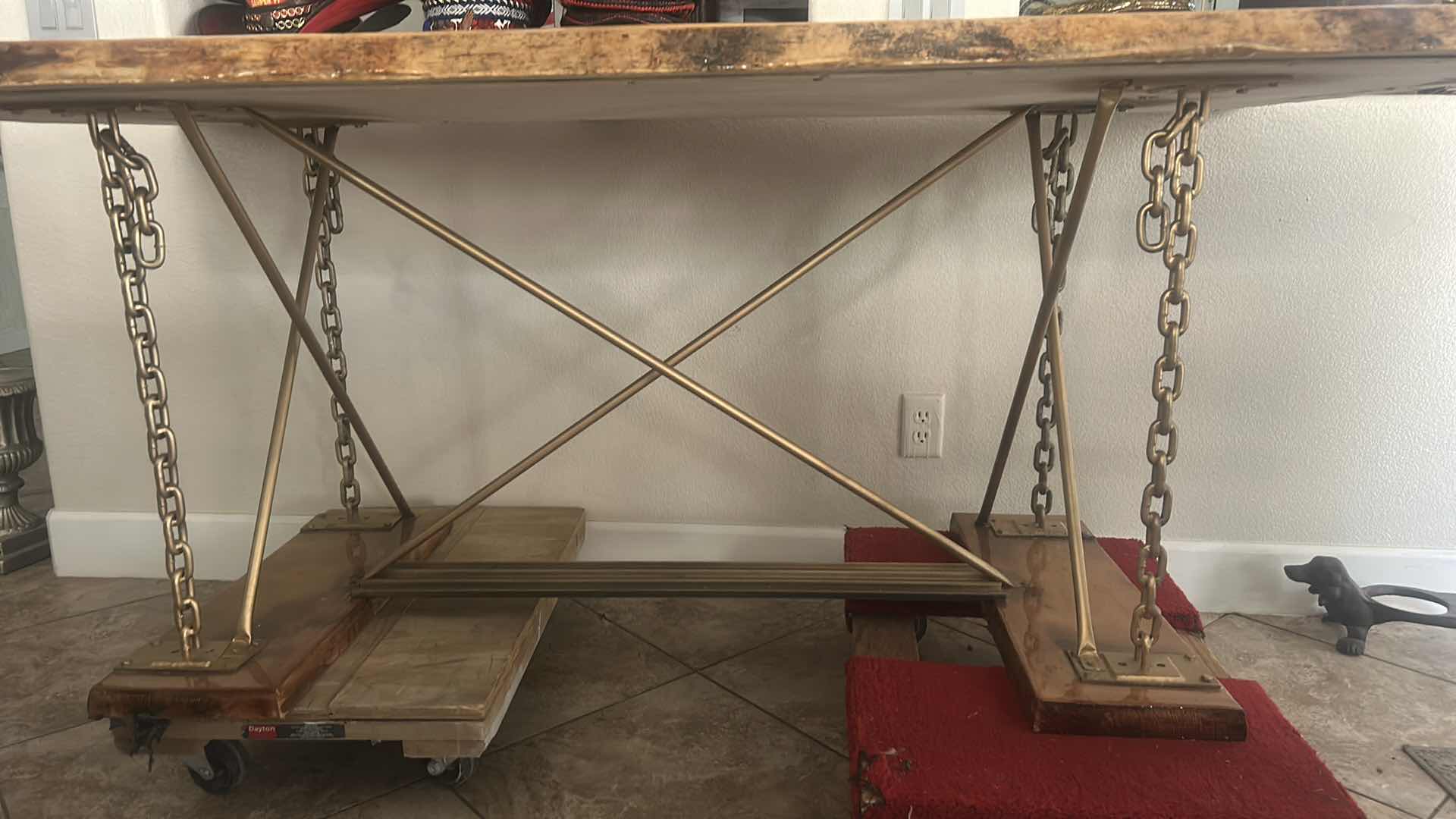 Photo 9 of CUSTOM LIVE EDGE PINE WOOD TABLE EPOXY TOP WITH CHAIN LEGS 74” x 36” x H30”