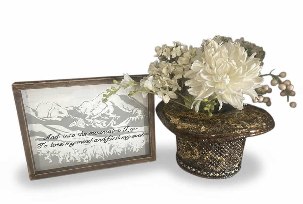 Photo 1 of CUSTOM DESIGNED HAT VASE AND PLAQUE 13.75” X H10 1/4”