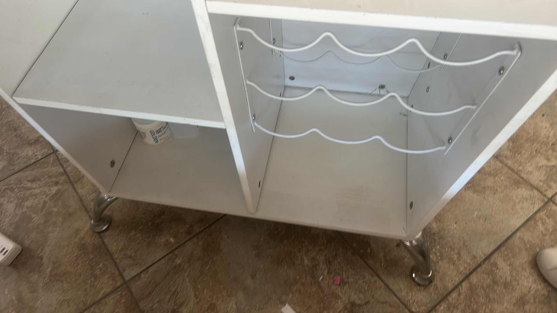 Photo 7 of FURNITURE OF AMERICA FUERO WHITE BAR TABLE WITH BUTTON TUFTING AND FAUX LEATHER UPHOLSTERY 47 1/4“ x 19 1/2“ x 42“ WITH 2 SWIVEL STOOLS. H29.25” $800