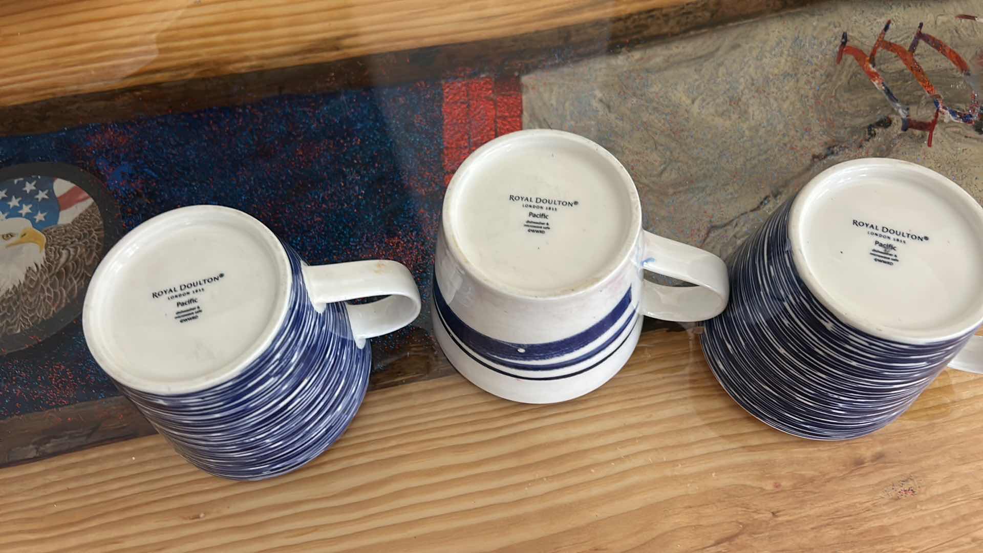 Photo 1 of 13 ROYAL DOULTON BLUE AND WHITE PLATES AND COFFEE MUGS