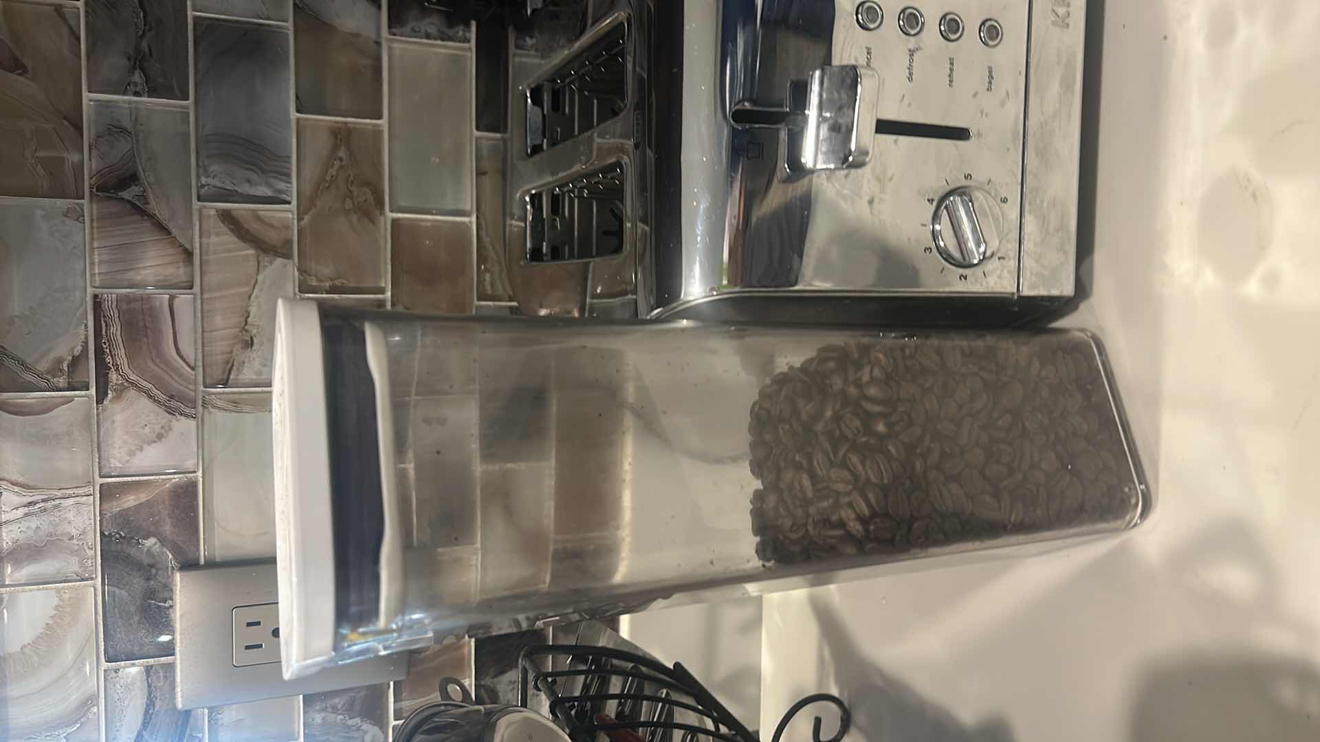 Photo 1 of KRUPS TOASTER, MR COFFEE MAKER, COFFEE MUGS WITH STAND AND COFFEE BEANS