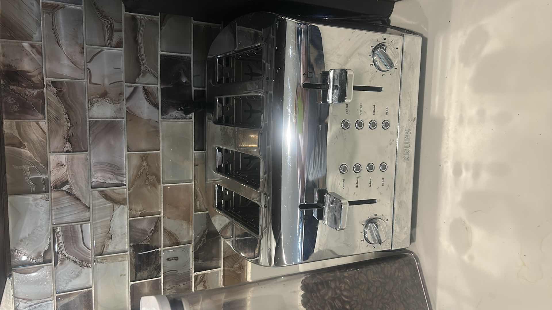 Photo 1 of KRUPS TOASTER, MR COFFEE MAKER, COFFEE MUGS WITH STAND AND COFFEE BEANS