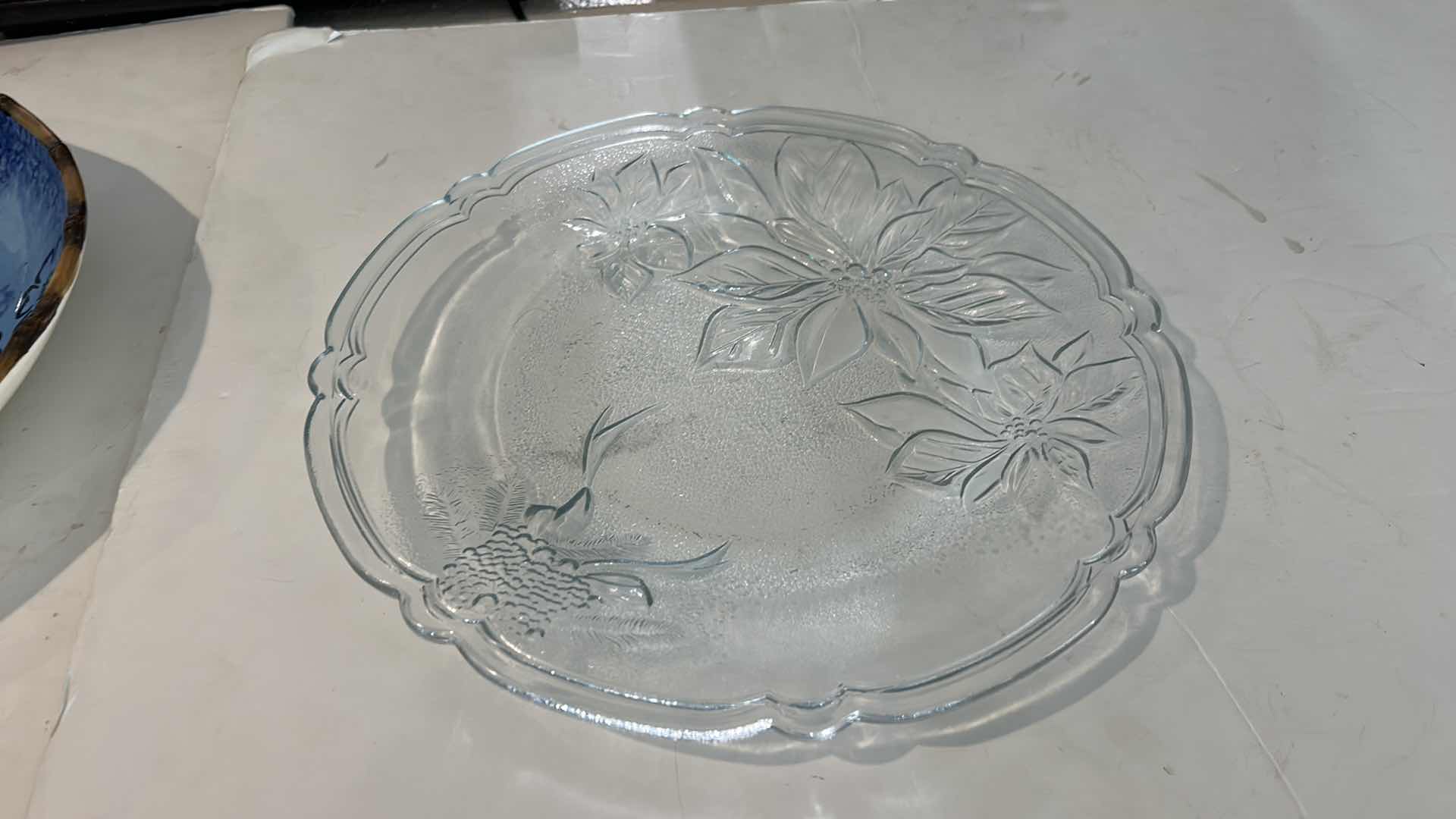 Photo 1 of 3 PLATTERS AND SIGNED POTTERY  ( BLUE PLATTER 18 1/4“ x 14.75”)