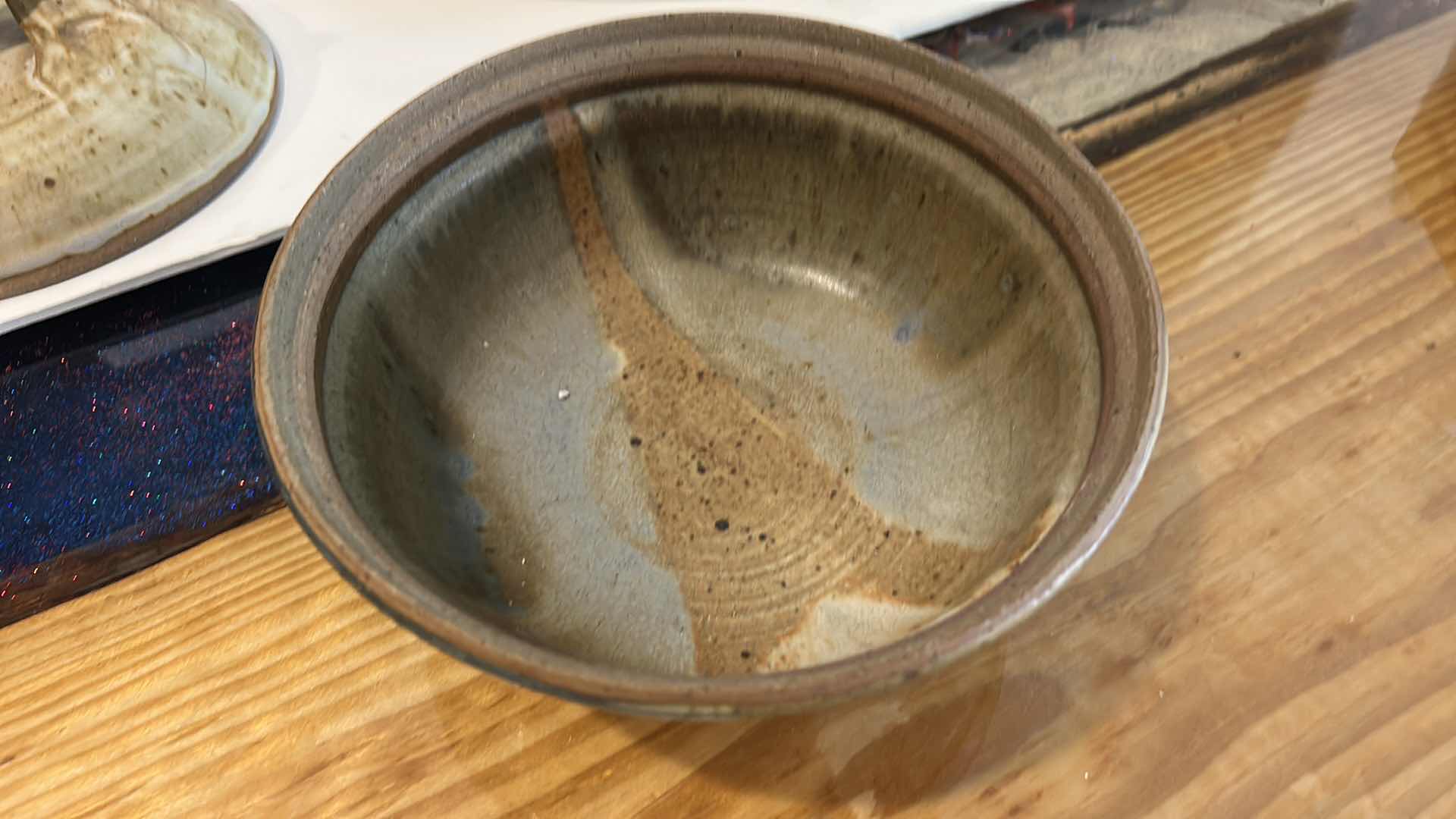 Photo 1 of 3 PLATTERS AND SIGNED POTTERY  ( BLUE PLATTER 18 1/4“ x 14.75”)