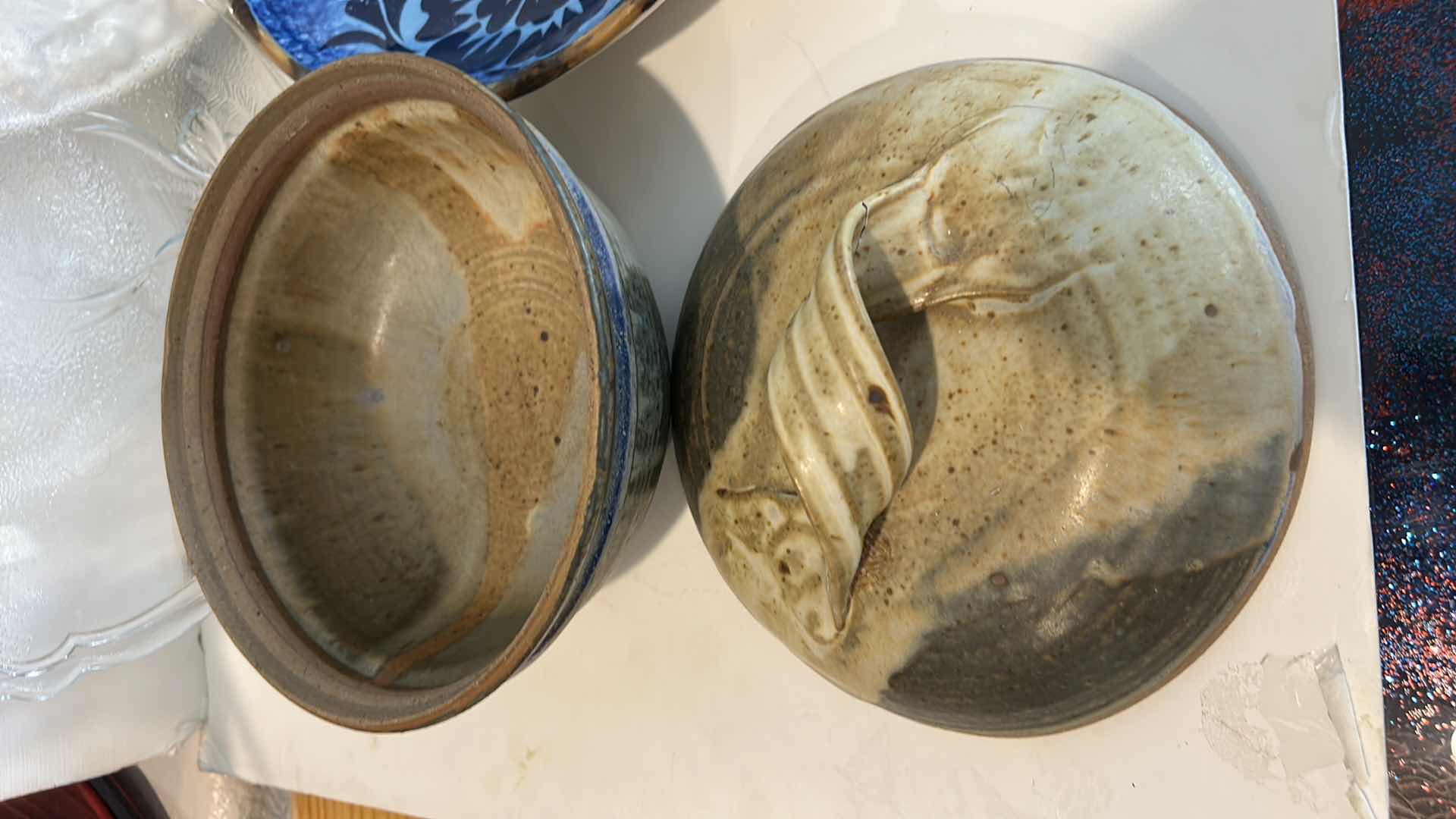 Photo 1 of 3 PLATTERS AND SIGNED POTTERY  ( BLUE PLATTER 18 1/4“ x 14.75”)