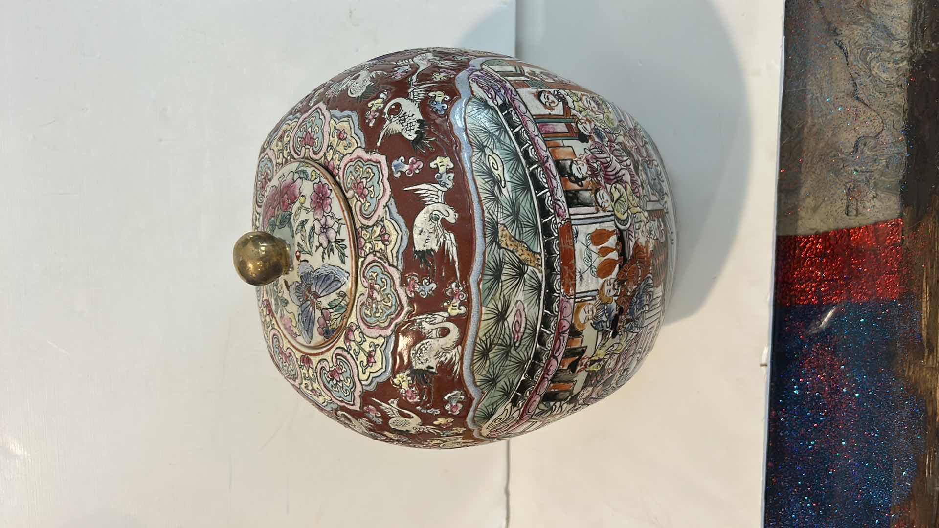 Photo 1 of ANTIQUE QING DYNASTY CHINESE FAMILLE ROSE MEDALLION PORCELAIN ENAMEL FIGURAL JAR H13” $300