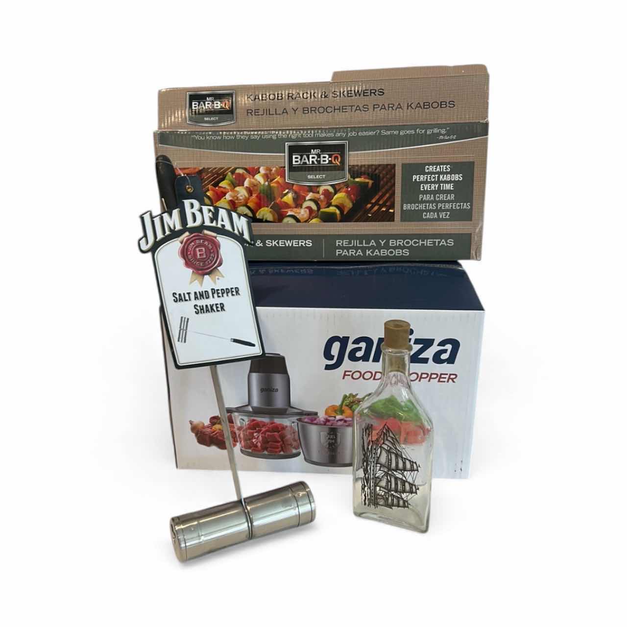 Photo 1 of 3 KITCHEN ITEMS AND GLASS BOTTLE