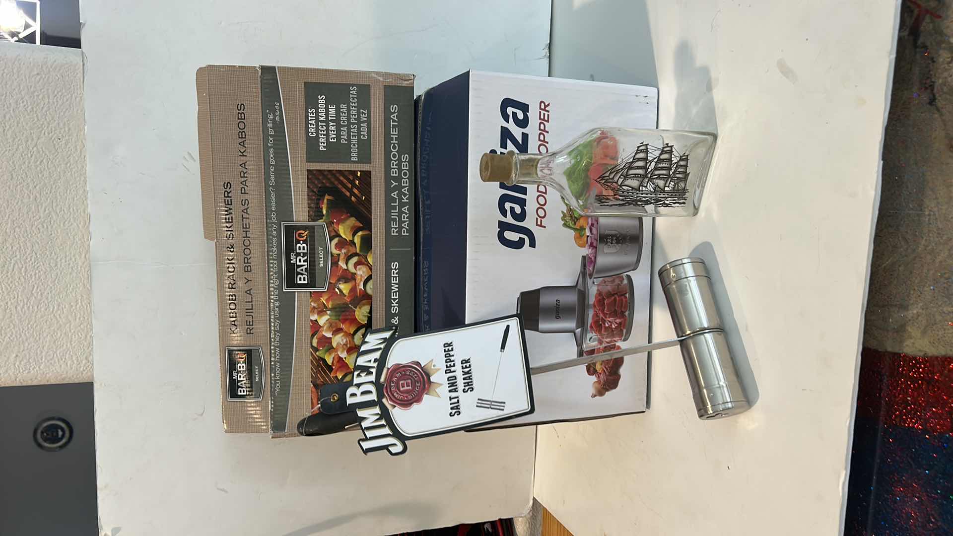 Photo 1 of 3 KITCHEN ITEMS AND GLASS BOTTLE