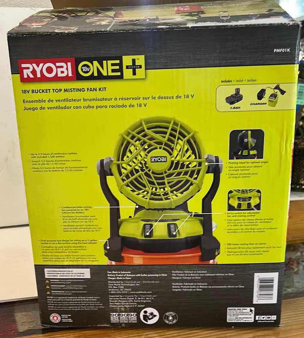 Photo 1 of RYOBI ONE 18V BUCKET TOP MISTING FAN