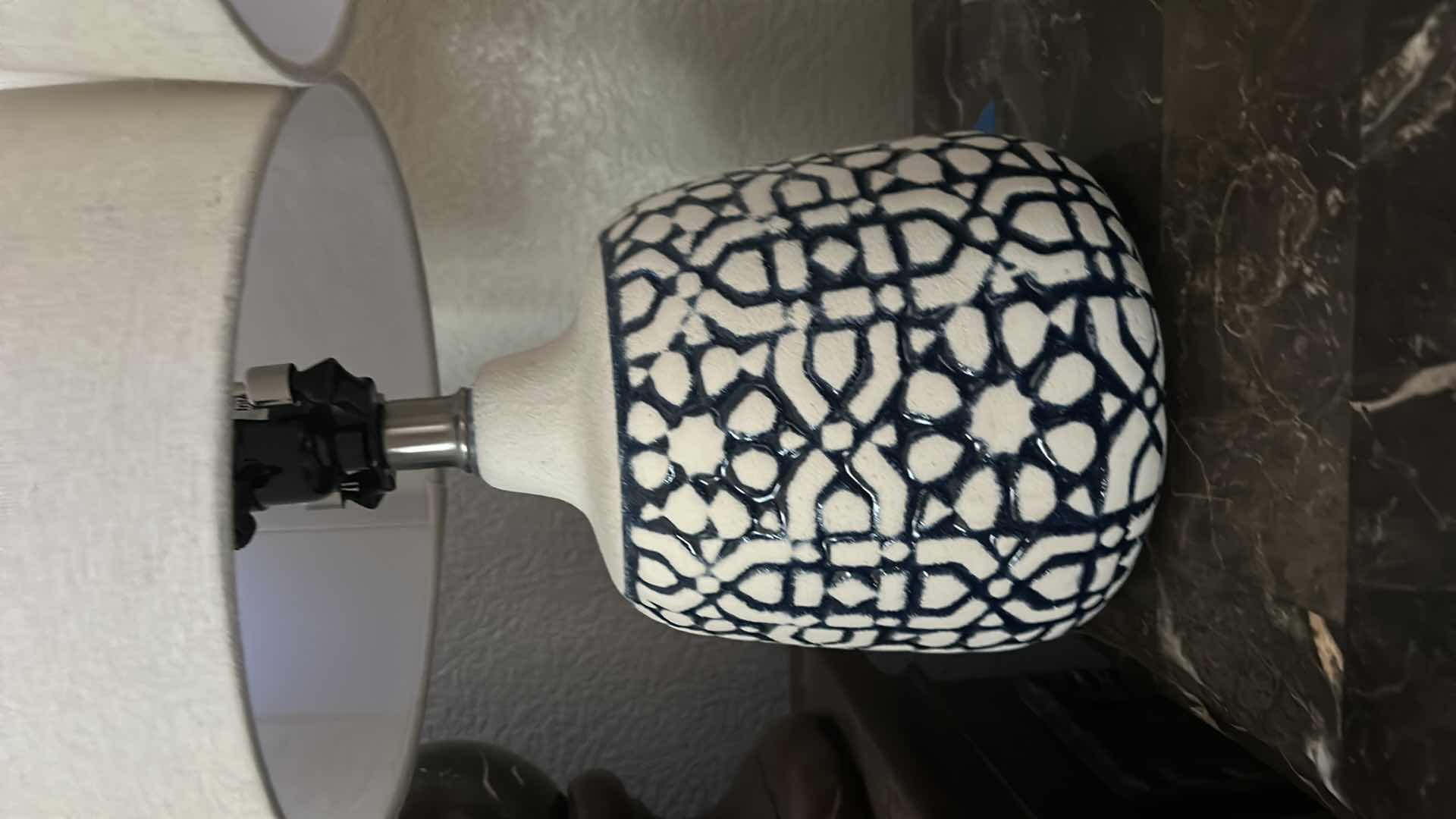 Photo 1 of 2 BLUE AND  WHITE CERAMIC TABLE LAMPS H18”