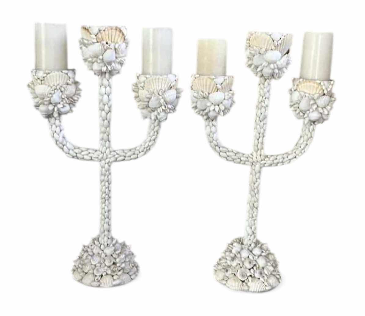 Photo 1 of 2 WHITE SHELL CANDLE HOLDERS H25”