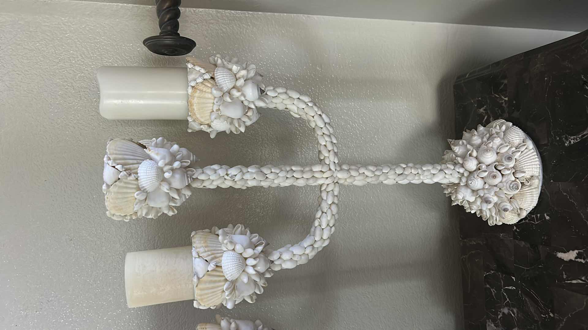 Photo 1 of 2 WHITE SHELL CANDLE HOLDERS H25”