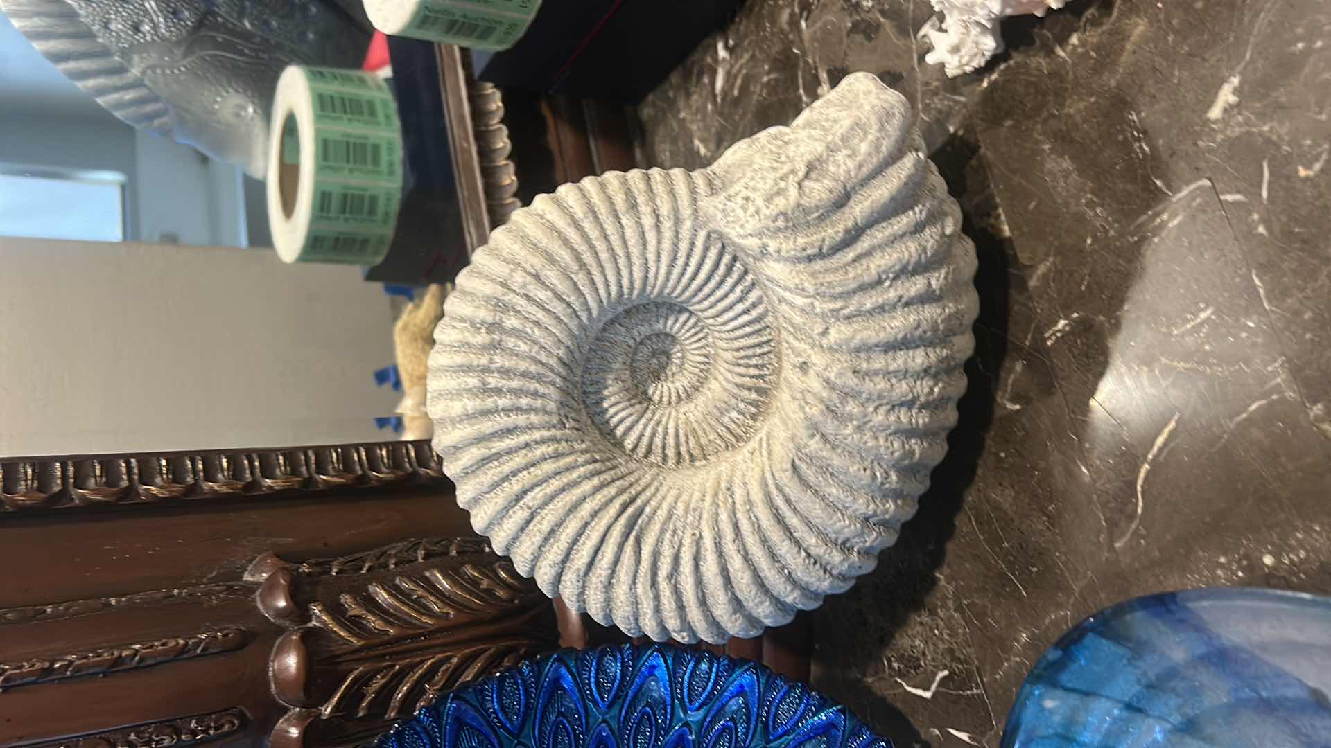Photo 1 of OCEAN THEMED DECOR - GLASS BOWLS (ROUND 12.5”) SHELL FOSSIL STATUE, SHELLS, STARFISH