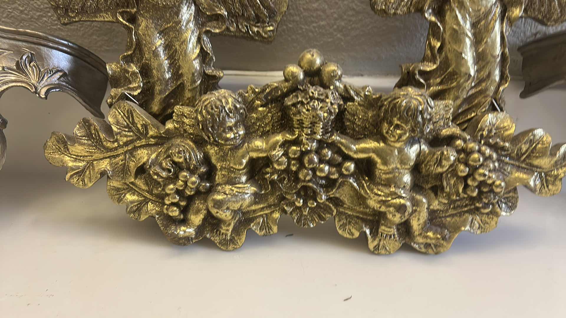 Photo 1 of 6 PC - ORNATE GOLD RESIN HOME DECOR WALL SCONCE SHELVES AND ANGELS ( LARGEST 14.5” X 6.5” X H8”)