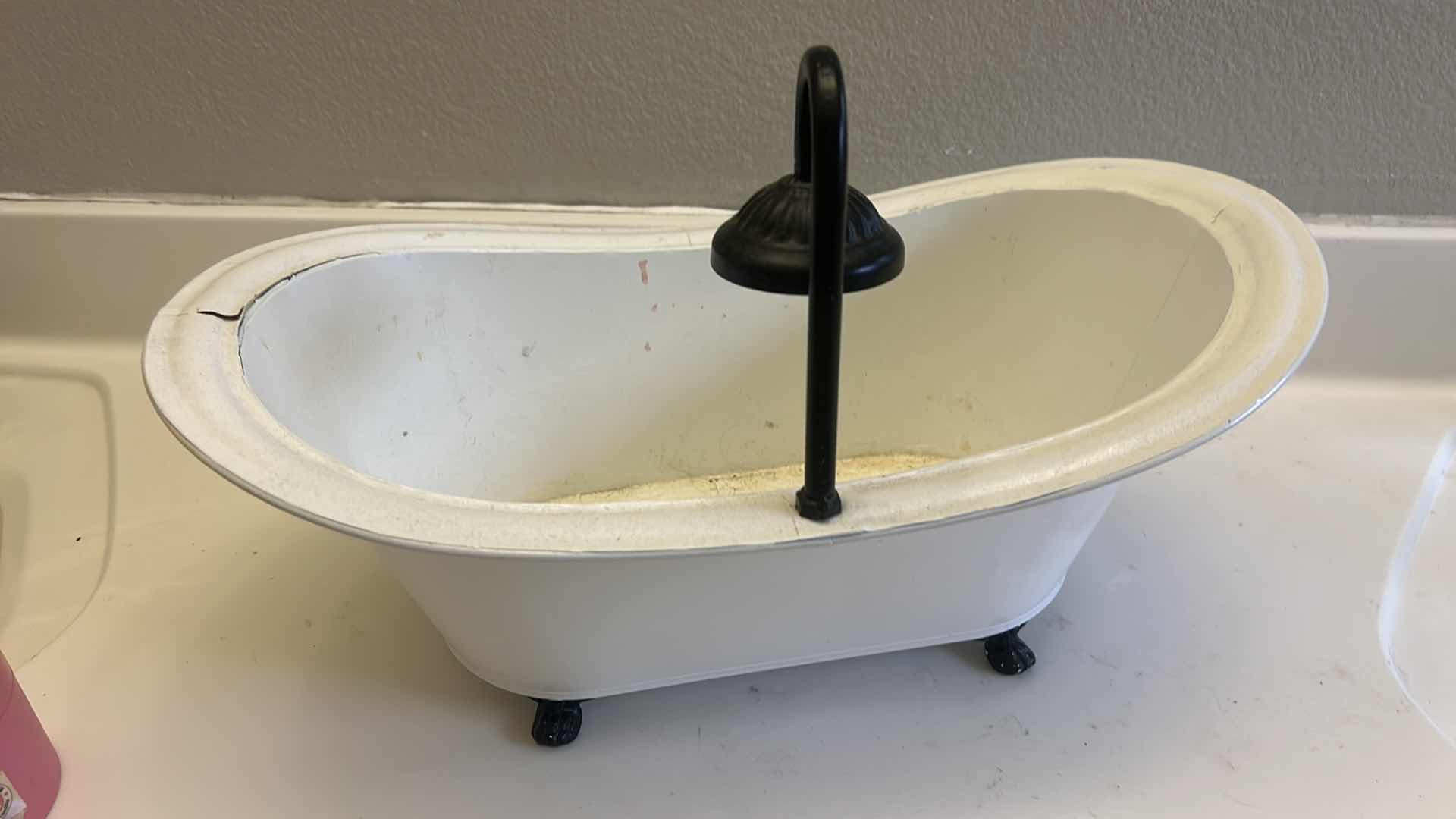 Photo 1 of OLD FASHION METAL FOOTED TUB 18“ x 10“ x H 7 1/2“ & BODY SOAP