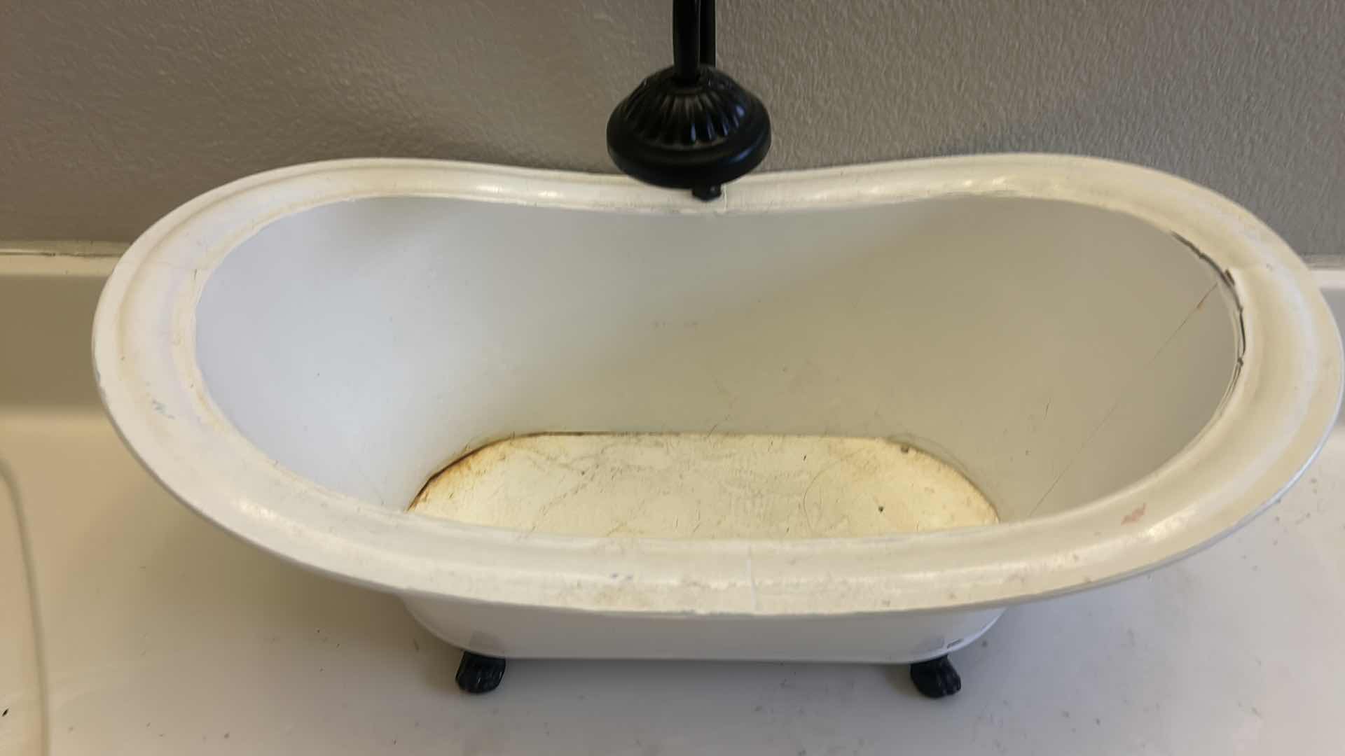 Photo 1 of OLD FASHION METAL FOOTED TUB 18“ x 10“ x H 7 1/2“ & BODY SOAP