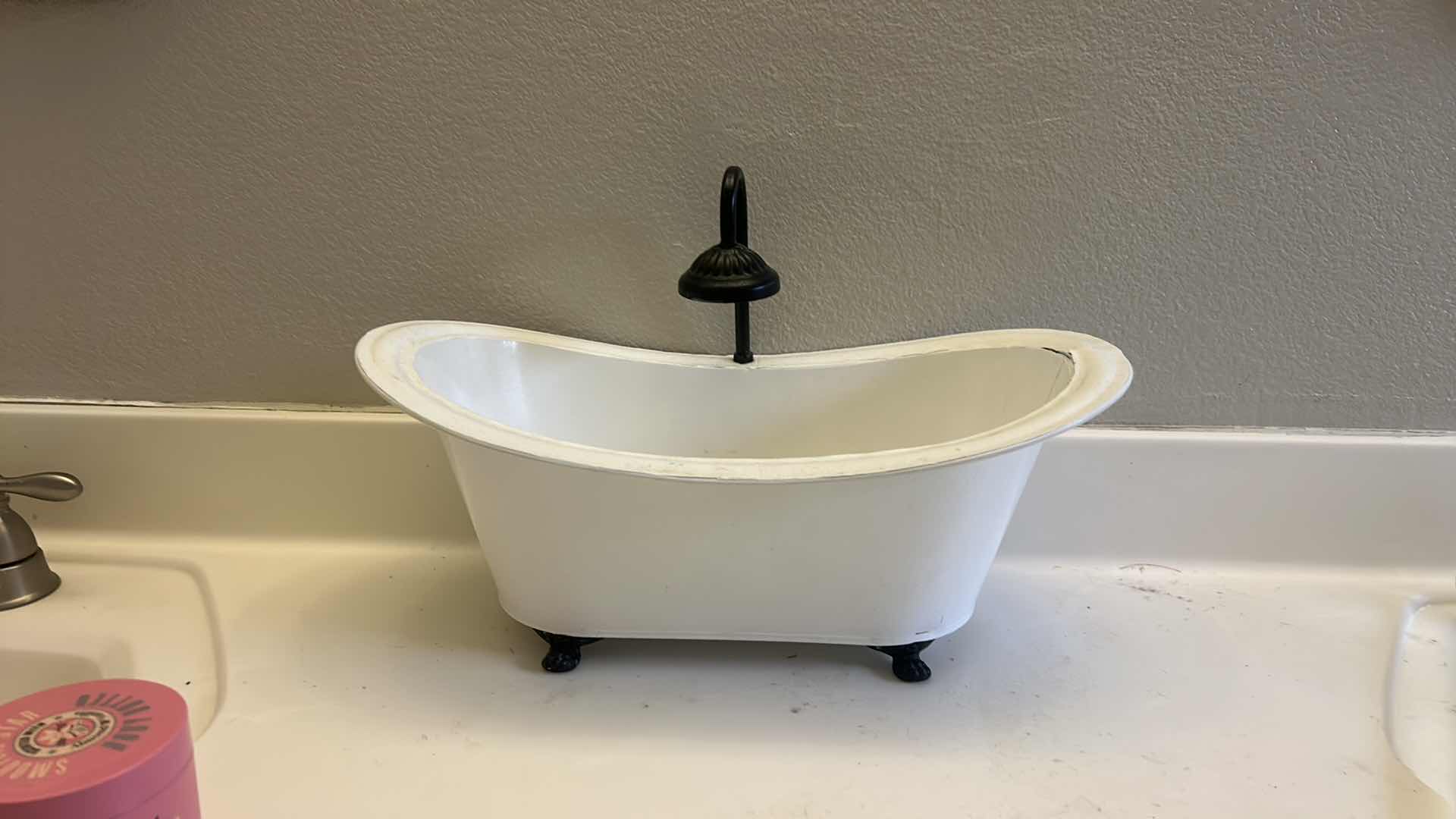 Photo 1 of OLD FASHION METAL FOOTED TUB 18“ x 10“ x H 7 1/2“ & BODY SOAP