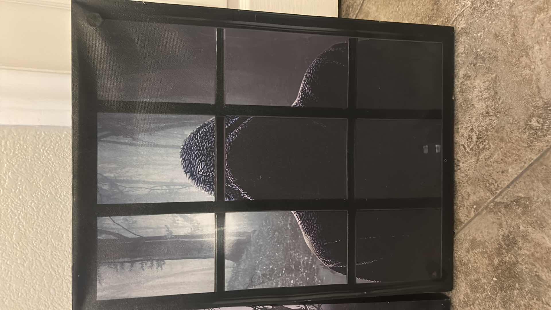 Photo 1 of 2 - STRETCHED CANVAS BATTERY OPERATED LIGHT UP HAUNTED HOUSE & GRIM REEPER ARTWORK FOR HALLOWEEN AND MORE 20” x H15”