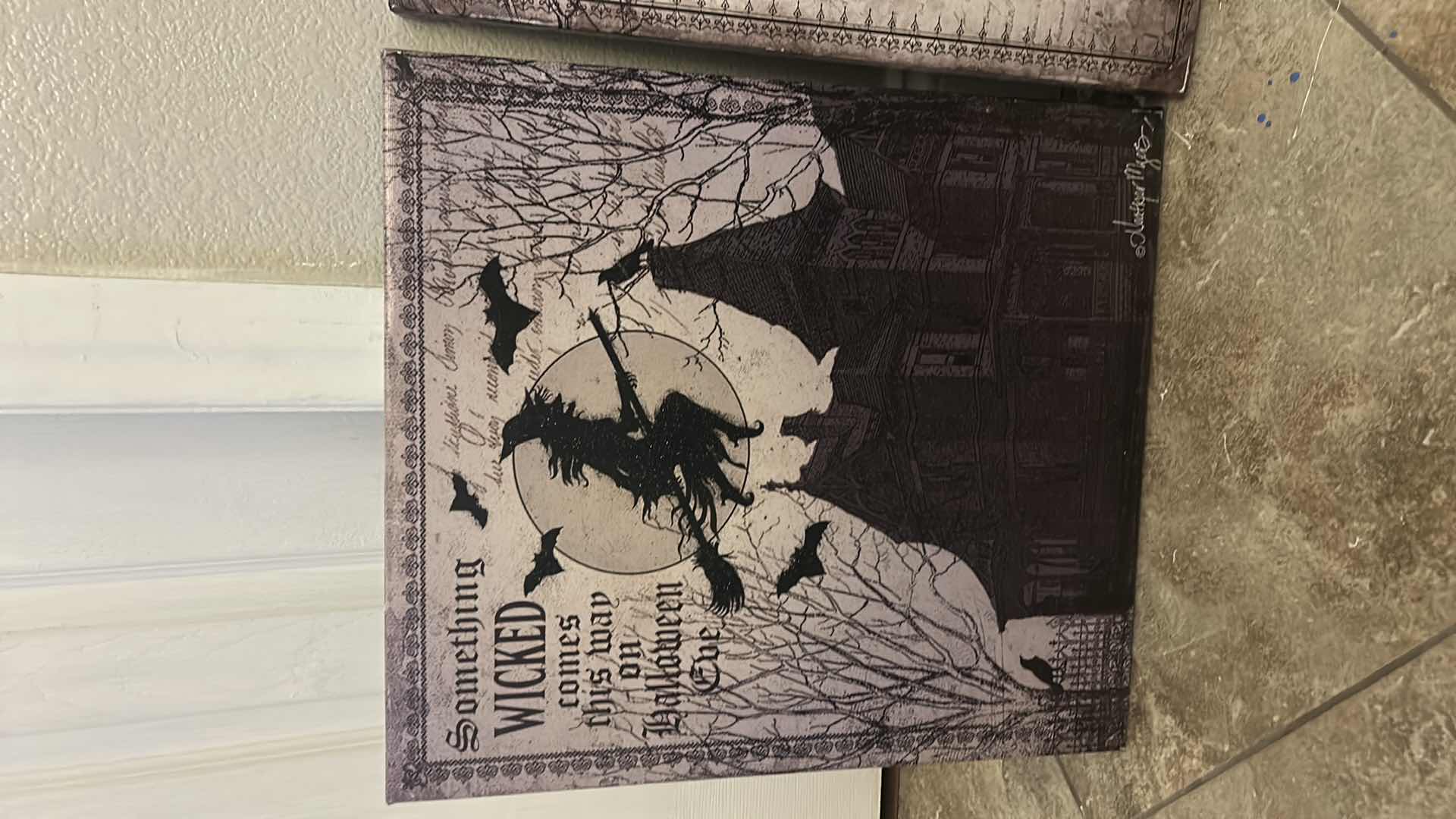 Photo 1 of 3 HEATHER MYERS STRETCHED CANVAS HALLOWEEN ARTWORK 16” x H18”