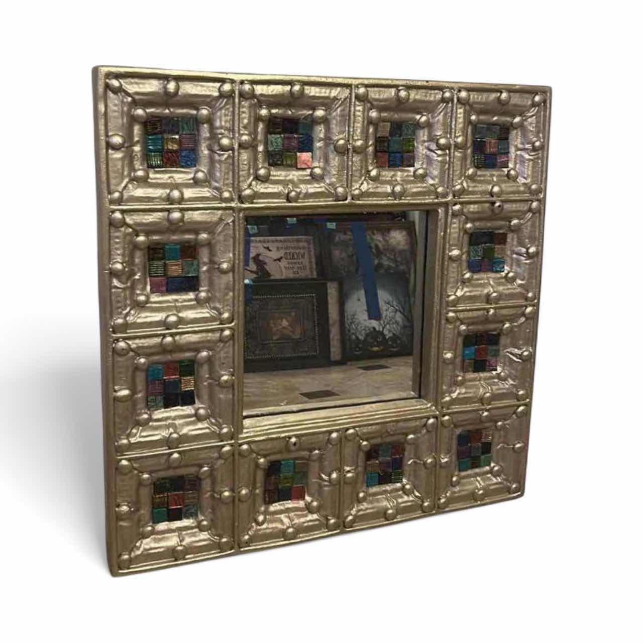 Photo 1 of ORNATE PAINTED WOOD MIRROR 25“ x 25“x 2” THICK