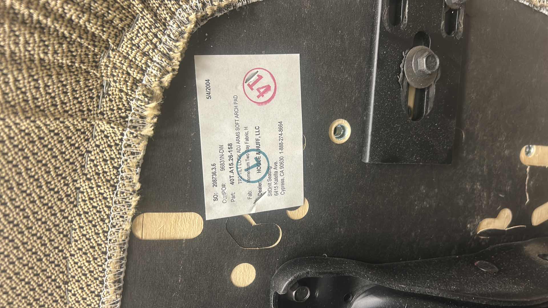 Photo 1 of SIT ONIT SEATING - TRI TILT LOCK ADJUSTABLE ARMS, SOFT ARCH PAD UPHOLSTERED OFFICE/DESK CHAIR