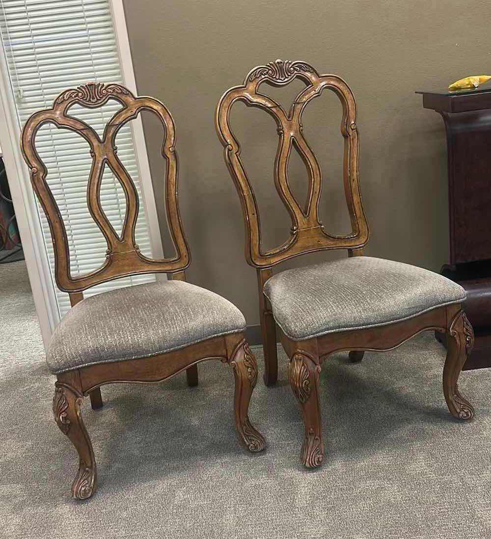 Photo 1 of 2 - LOUIS XVI STYLE WOOD SIDE CHAIRS WITH UPHOLSTERED SEAT