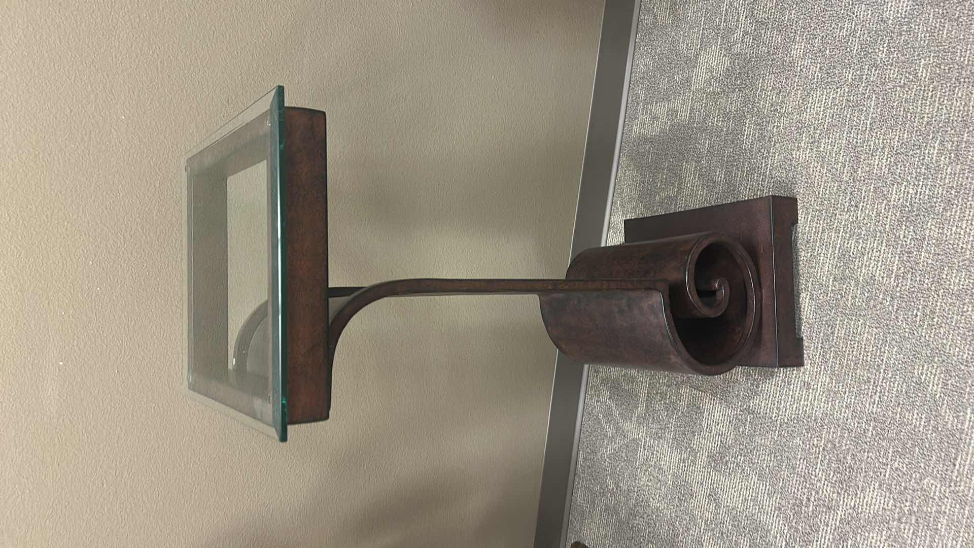 Photo 1 of CONTEMPORARY METAL AND GLASS LECTERN 17” x 14” x H38 1/4”.