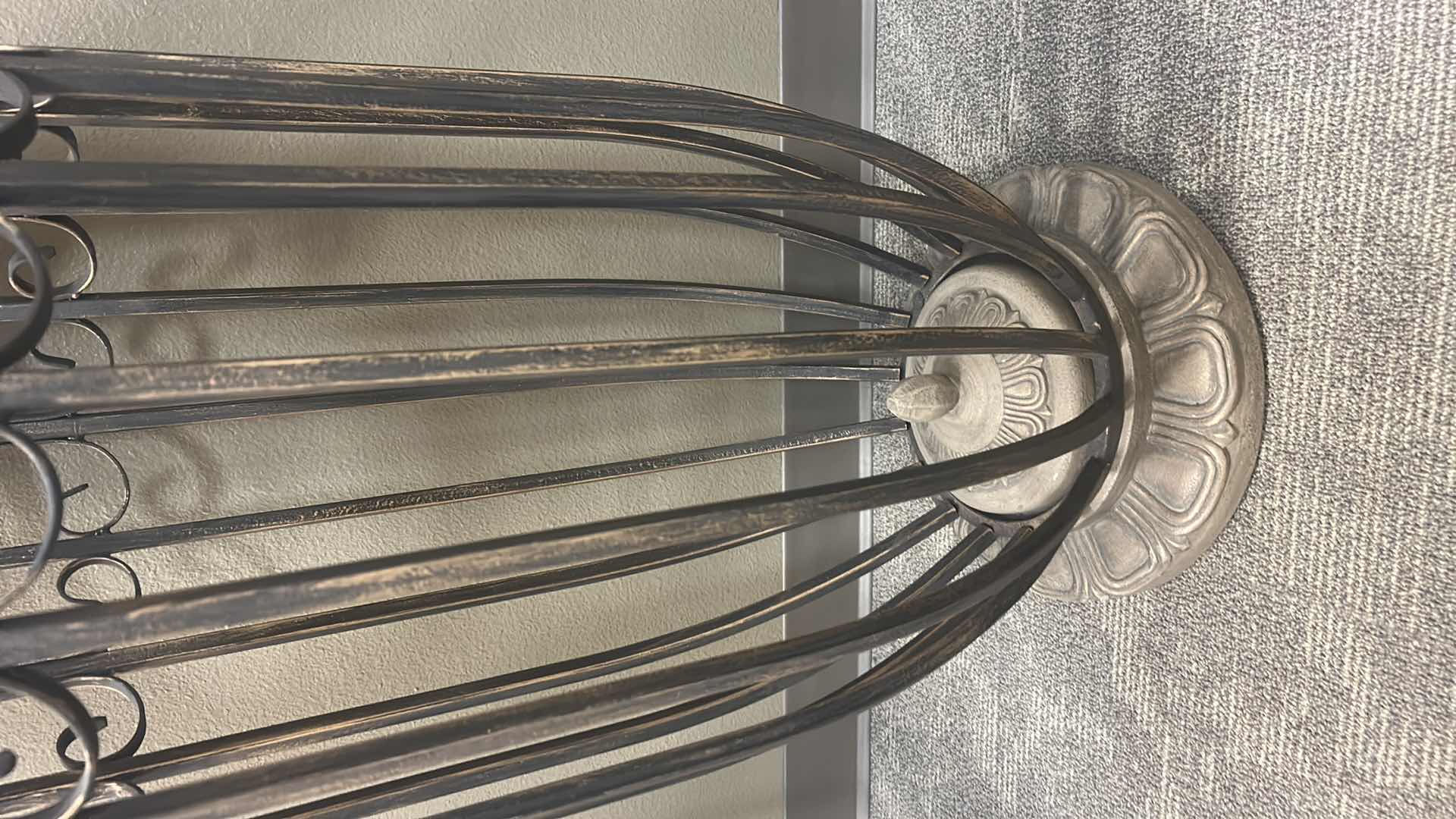 Photo 1 of ORNATE METAL AND GLASS ACCENT TABLE 18” x H35 1/2”