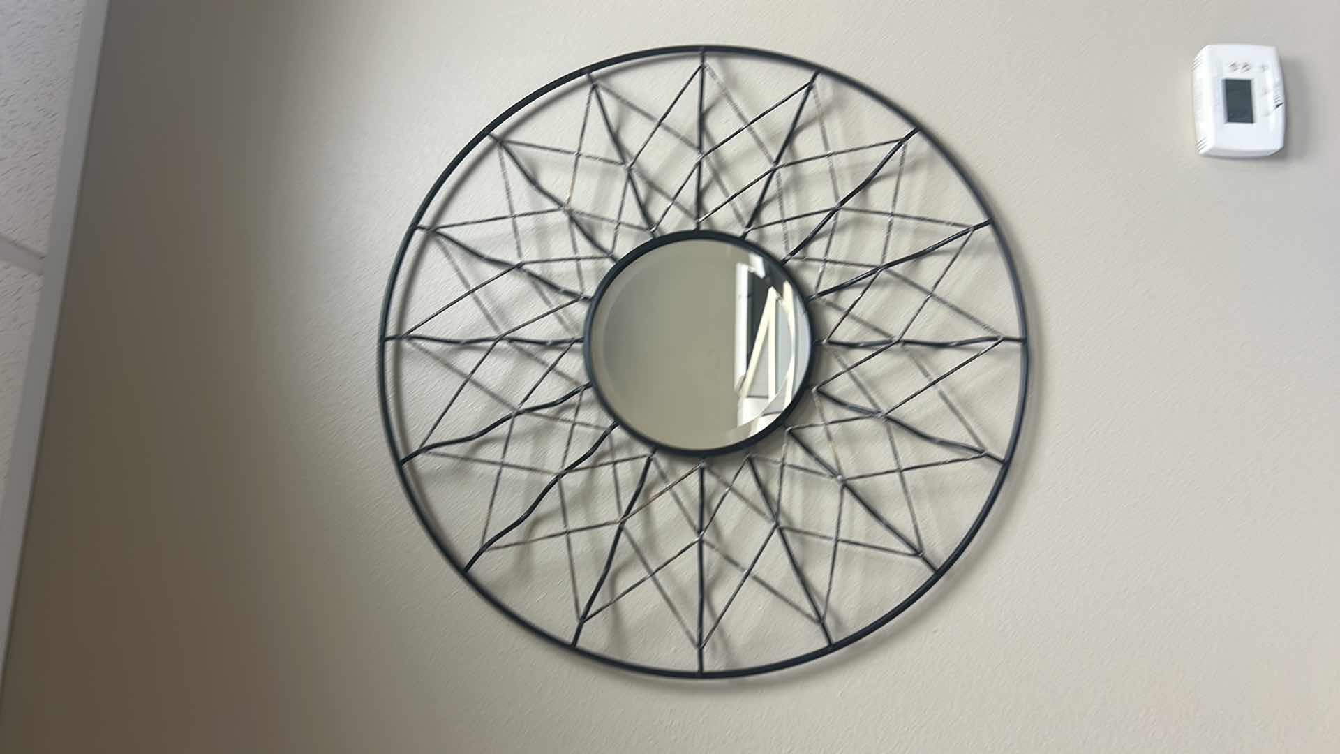Photo 1 of BLACK METAL GEOMETRIC WALL MIRROR 33”