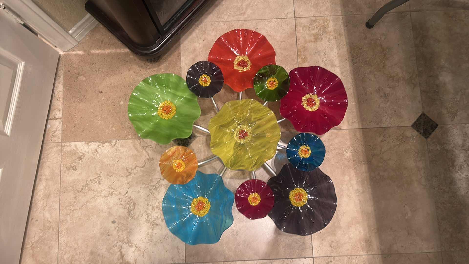 Photo 1 of ART GLASS FLORAL SCULPTURE. 30“ x H10 1/2“