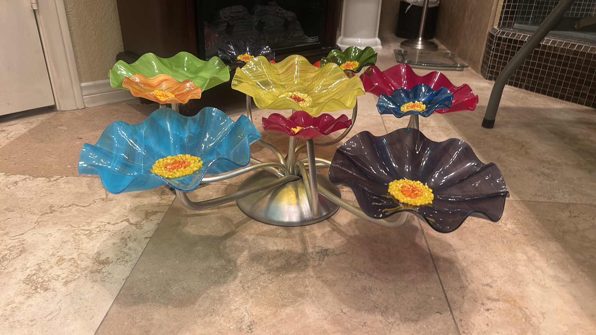 Photo 1 of ART GLASS FLORAL SCULPTURE. 30“ x H10 1/2“