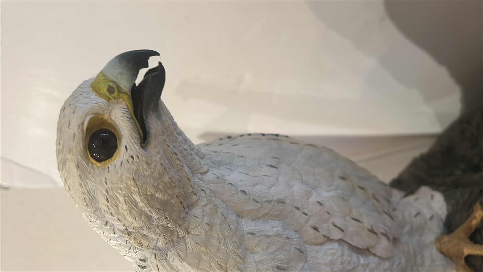 Photo 1 of CERAMIC FALCON FIGURINE PERCHED ON ROCK BASE, WILDLIFE SCULPTURAL DECOR PIECE. 18“ x H25“