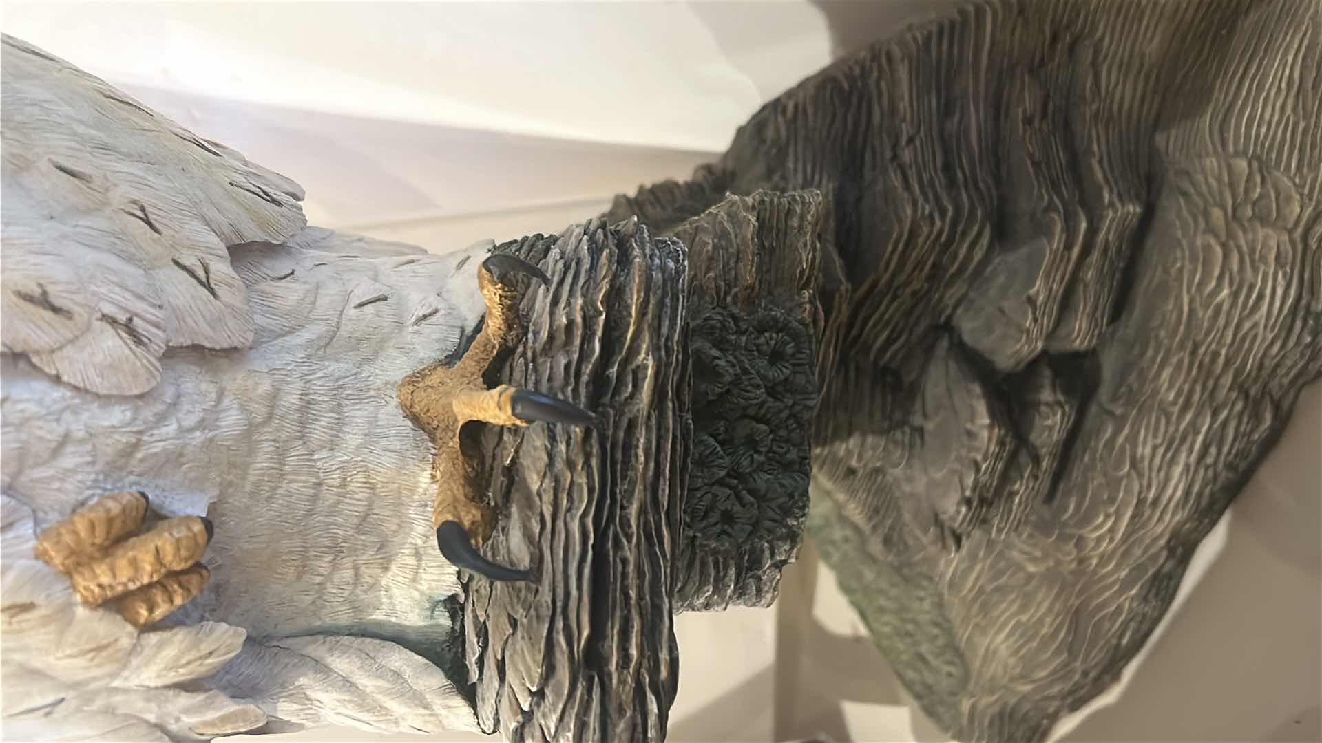 Photo 1 of CERAMIC FALCON FIGURINE PERCHED ON ROCK BASE, WILDLIFE SCULPTURAL DECOR PIECE. 18“ x H25“