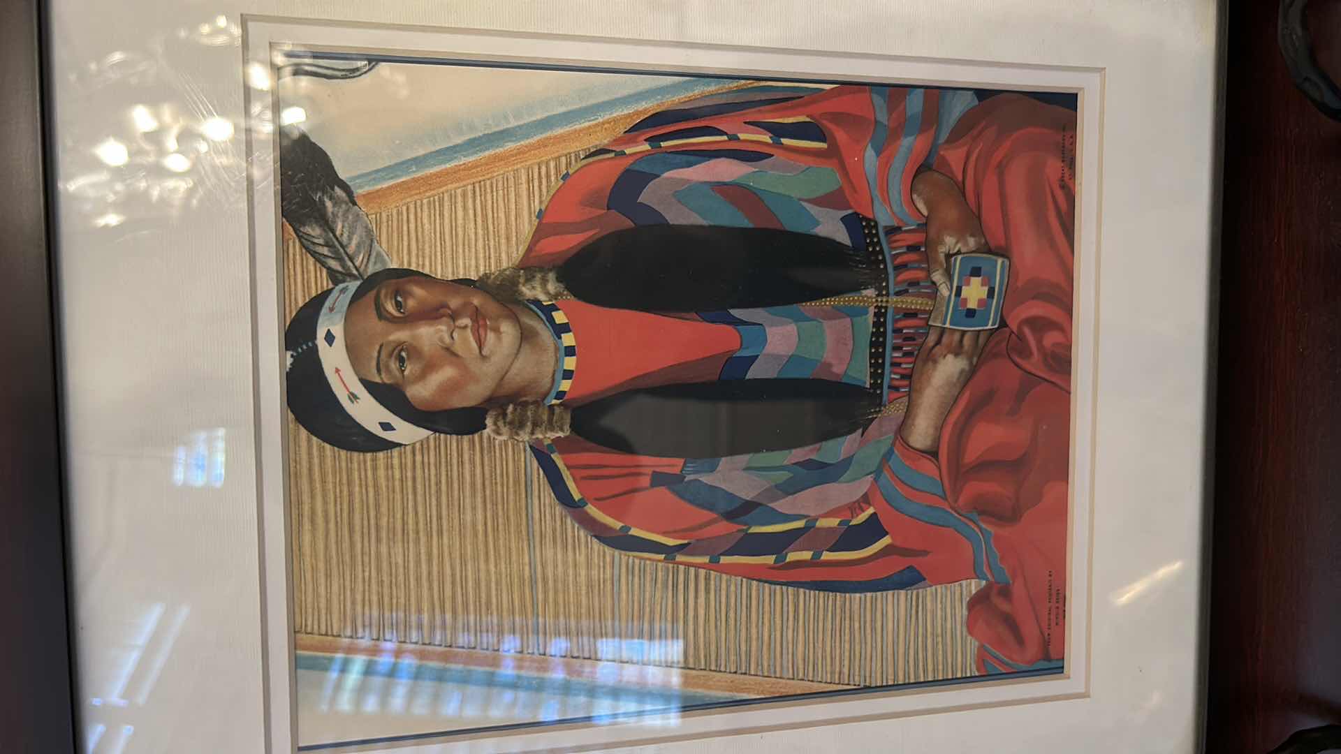 Photo 1 of FRAMED REPRODUCTION "NATIVE AMERICAN" ART  PRINT AFTER ORIGINAL PORTRAIT BY WINOLD REISS. 16” x 19”