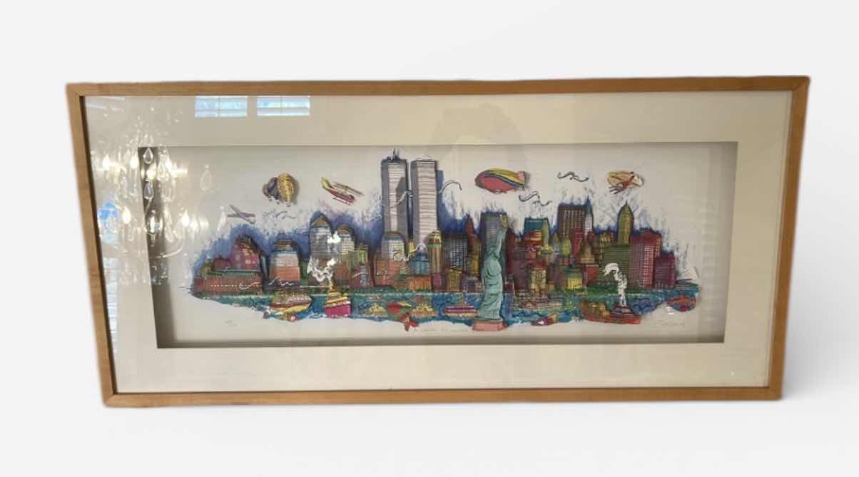 Photo 1 of FRAMED 3D SHADOWBOX “GOOD FINANCIAL CLIMATE” NEW YORK CITY ARTWORK-ARTIST SIGNED & NUMBERED41” x H19”