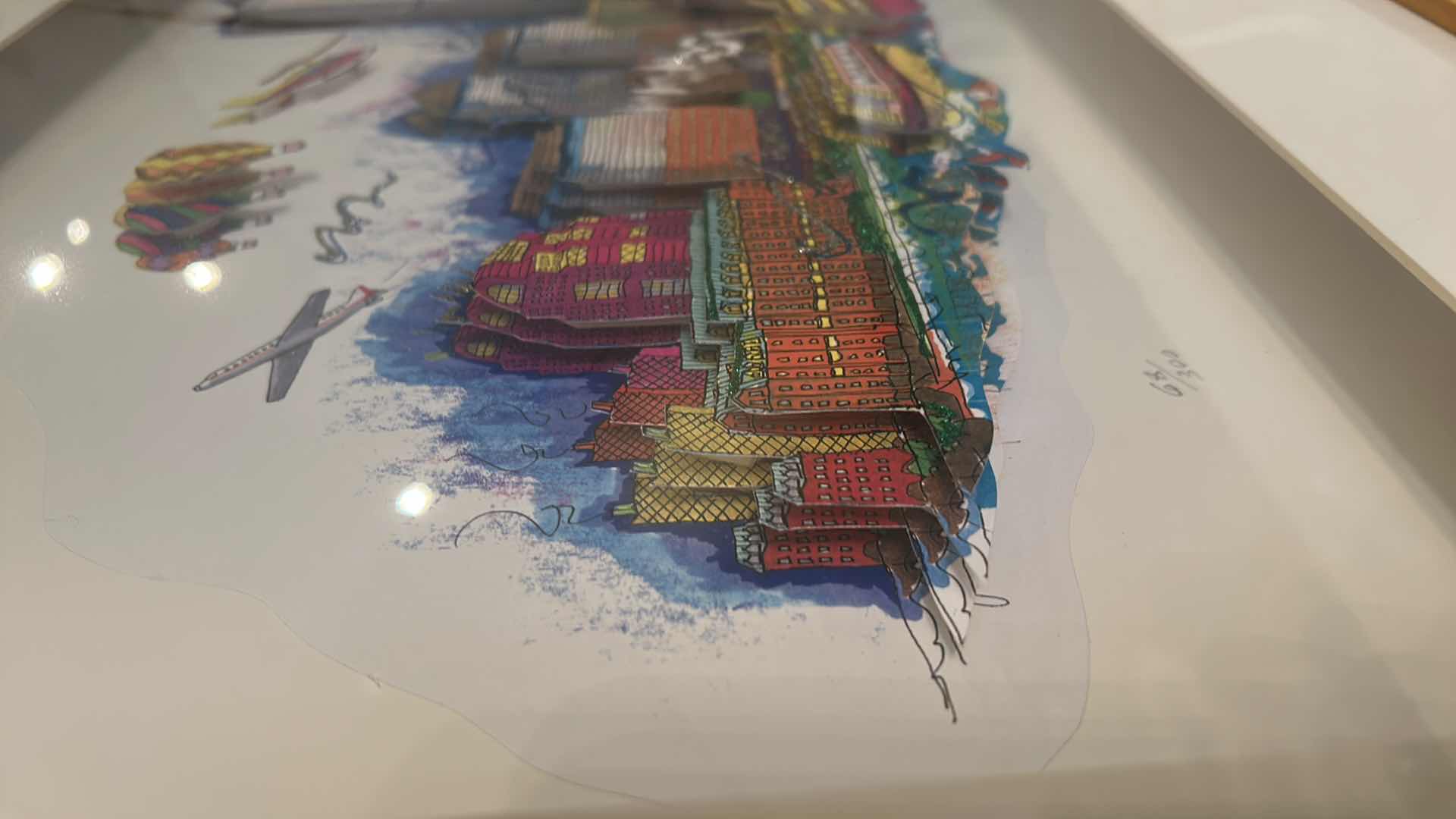 Photo 1 of FRAMED 3D SHADOWBOX “GOOD FINANCIAL CLIMATE” NEW YORK CITY ARTWORK-ARTIST SIGNED & NUMBERED41” x H19”