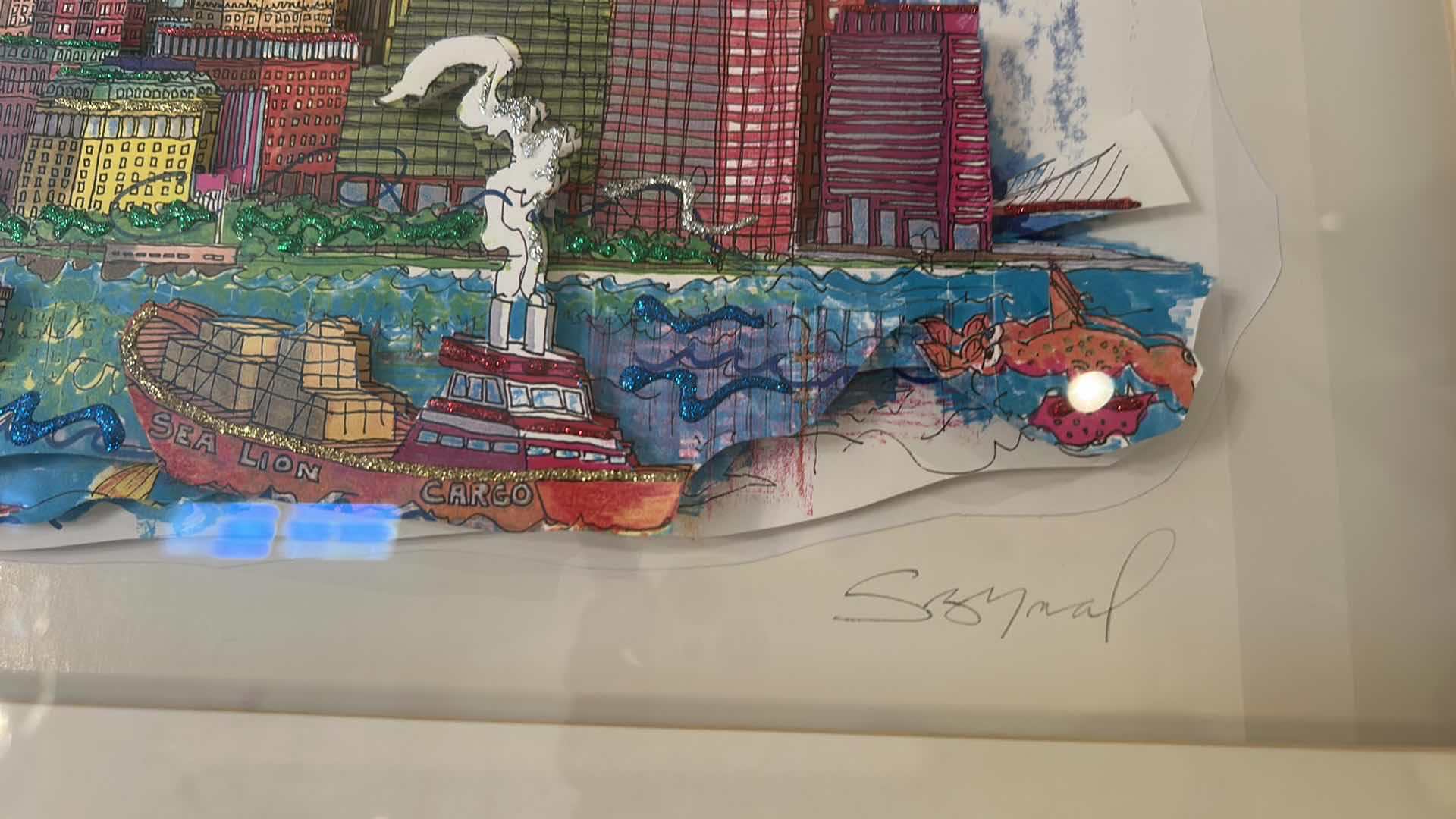 Photo 1 of FRAMED 3D SHADOWBOX “GOOD FINANCIAL CLIMATE” NEW YORK CITY ARTWORK-ARTIST SIGNED & NUMBERED41” x H19”