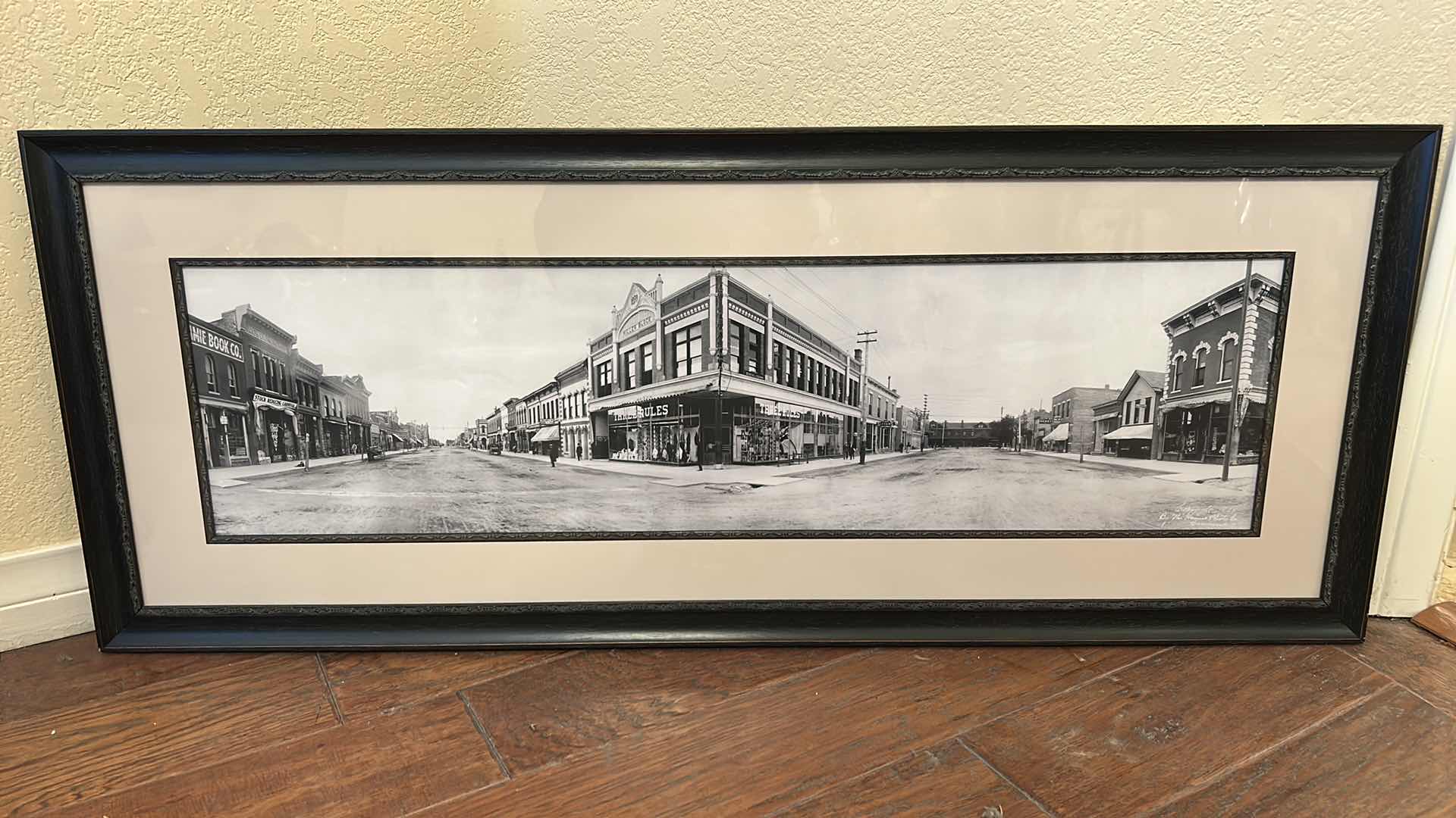 Photo 1 of FRAMED PANORAMIC BLACK-AND-WHITE HISTORIC MAIN STREET SCENE PHOTOGRAPHIC PRINT 
43“ x H17“