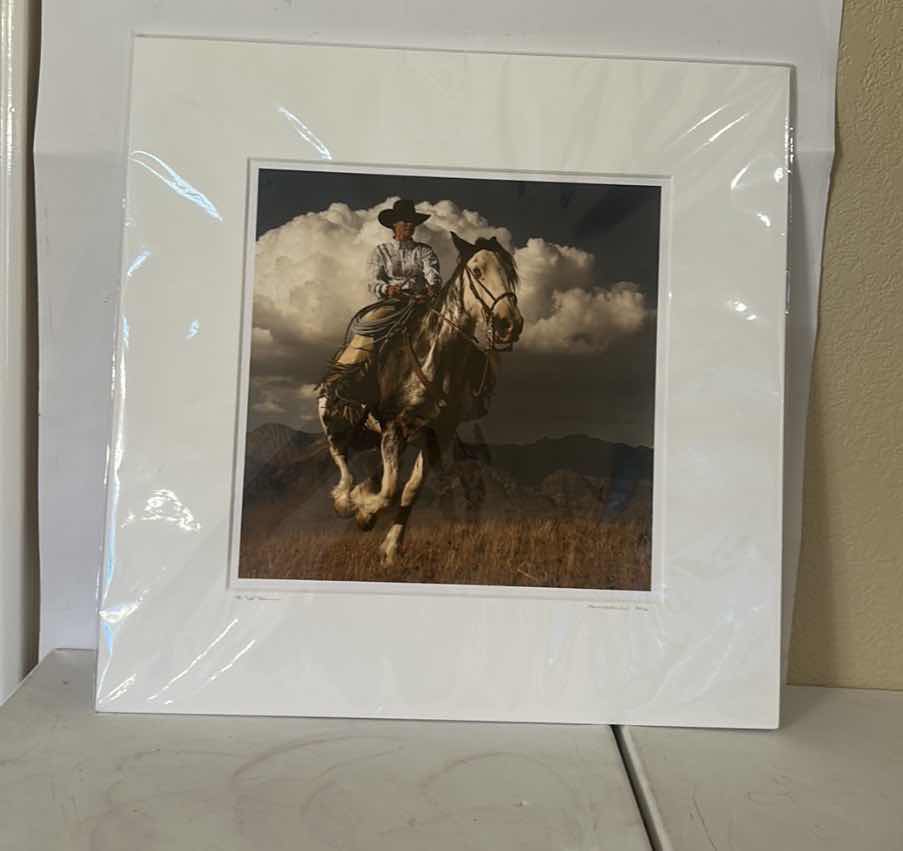 Photo 1 of "THUNDER CLOUD" COWBOY ORIGINAL MATTED PRINT ARTWORK SIGNED BY RUDY DE RAM 18” x 18”