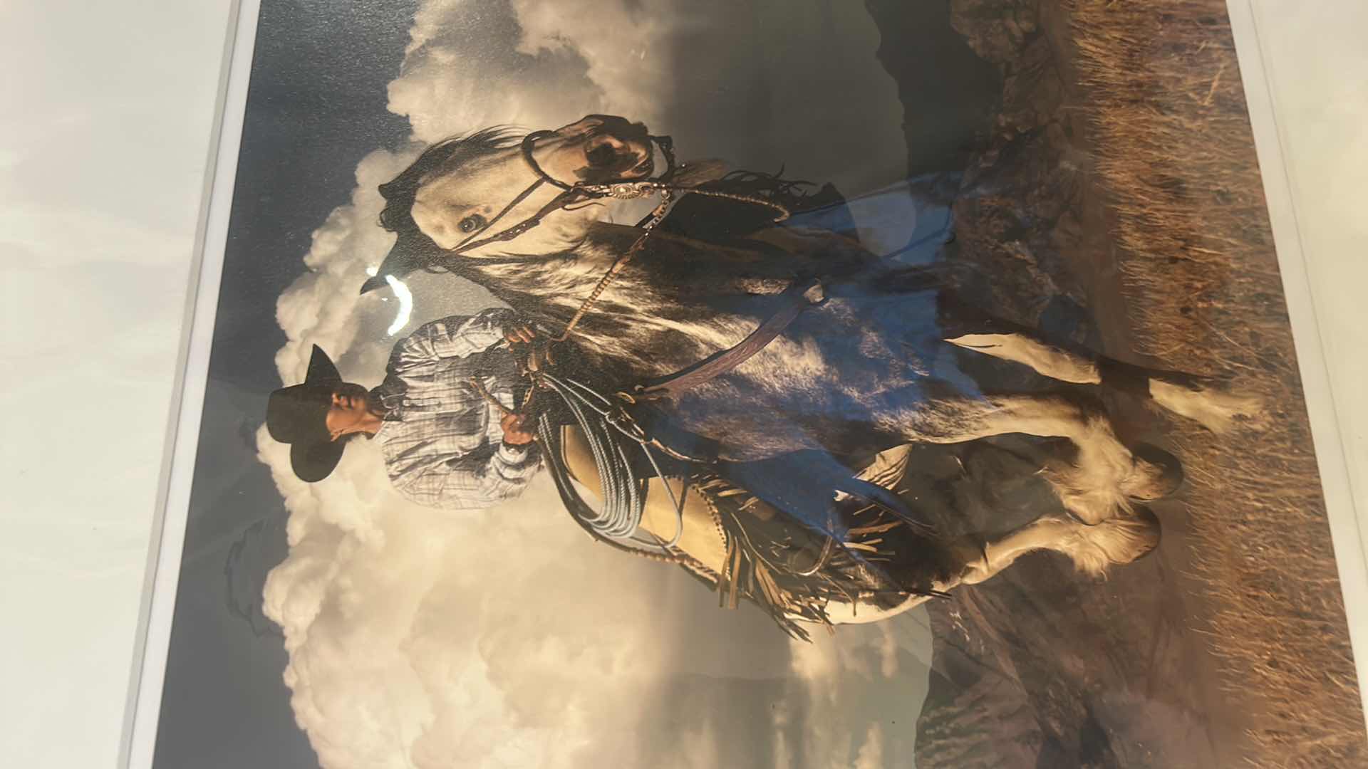 Photo 1 of "THUNDER CLOUD" COWBOY ORIGINAL MATTED PRINT ARTWORK SIGNED BY RUDY DE RAM 18” x 18”