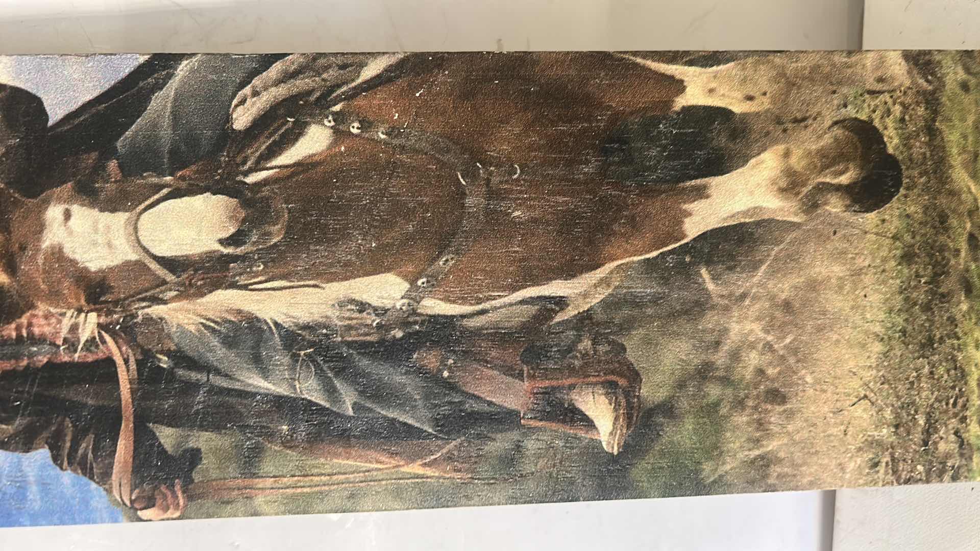 Photo 1 of PAINTED “WESTERN COWBOY ON HORSEBACK” ON WOOD SLAT, ARTWORK 5 1/2” x H18”