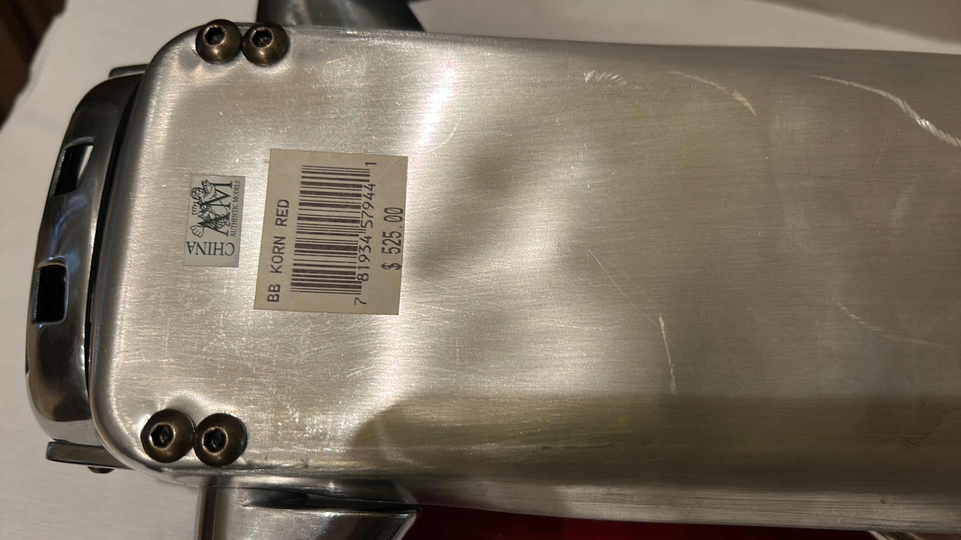 Photo 1 of $525 - DETAILED REPLICA MODEL OF A 1930S BB KORN TETHER CAR, ALSO KNOWN AS A SPINDIZZY RACER, CREATED BY AUTHENTIC MODELS.
THE MODEL IS HAND-BUILT AND HANDCRAFTED FROM POLISHED CAST ALUMINUM AND BRASS. 21” x 7 1/2”