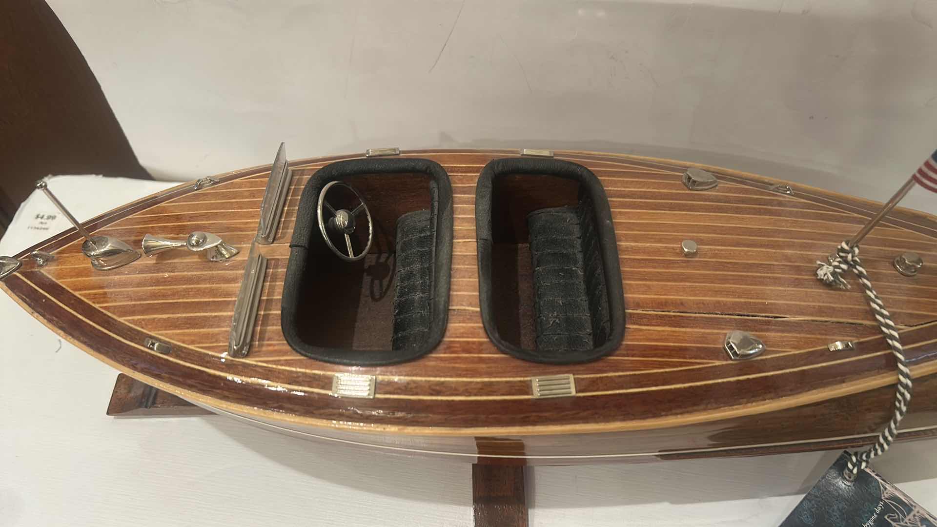 Photo 1 of HANDCRAFTED WOODEN MODEL OF A CHRIS-CRAFT RUNABOUT OR “BARREL BACK” STYLE MOTORBOAT 17 1/2” x 7”