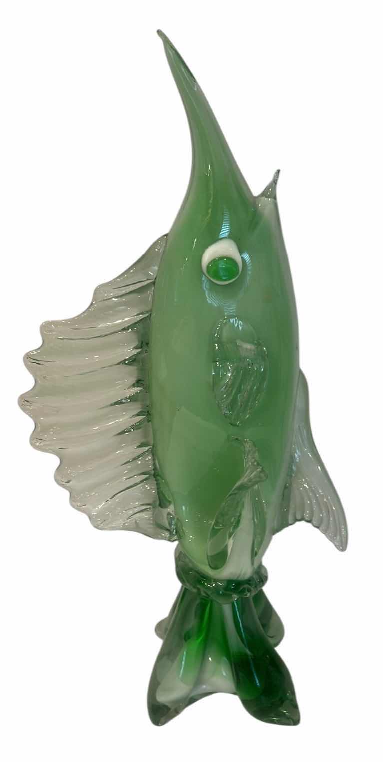 Photo 1 of CRYSTAL EMERALD LUSTER FISH SCULPTURE BY RENE LALIQUE  H 17”