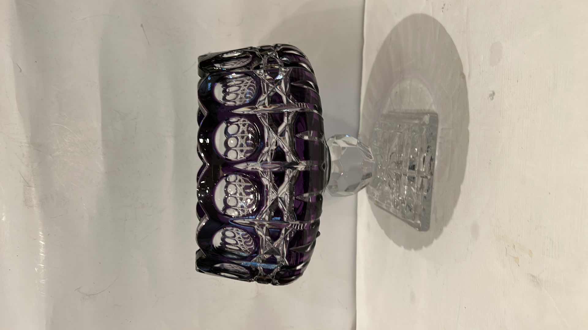 Photo 1 of AMETHYST CRYSTAL CUT CENTERPIECE BOWL H 9 1/4”