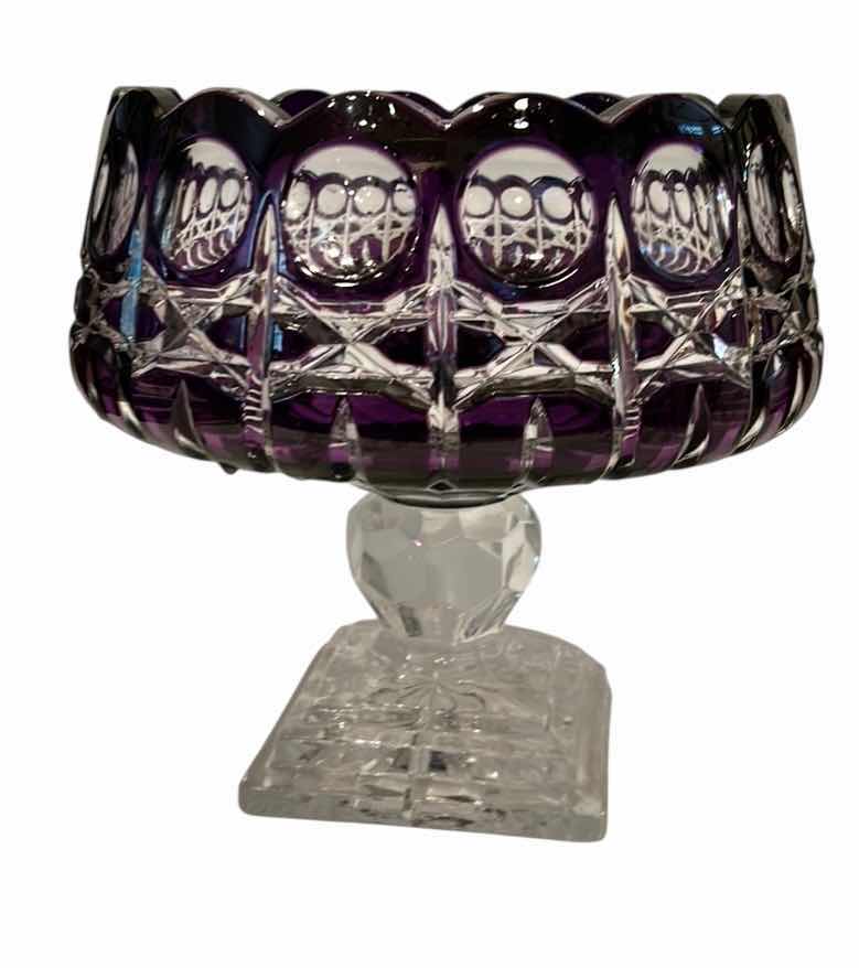 Photo 1 of AMETHYST CRYSTAL CUT CENTERPIECE BOWL H 9 1/4”