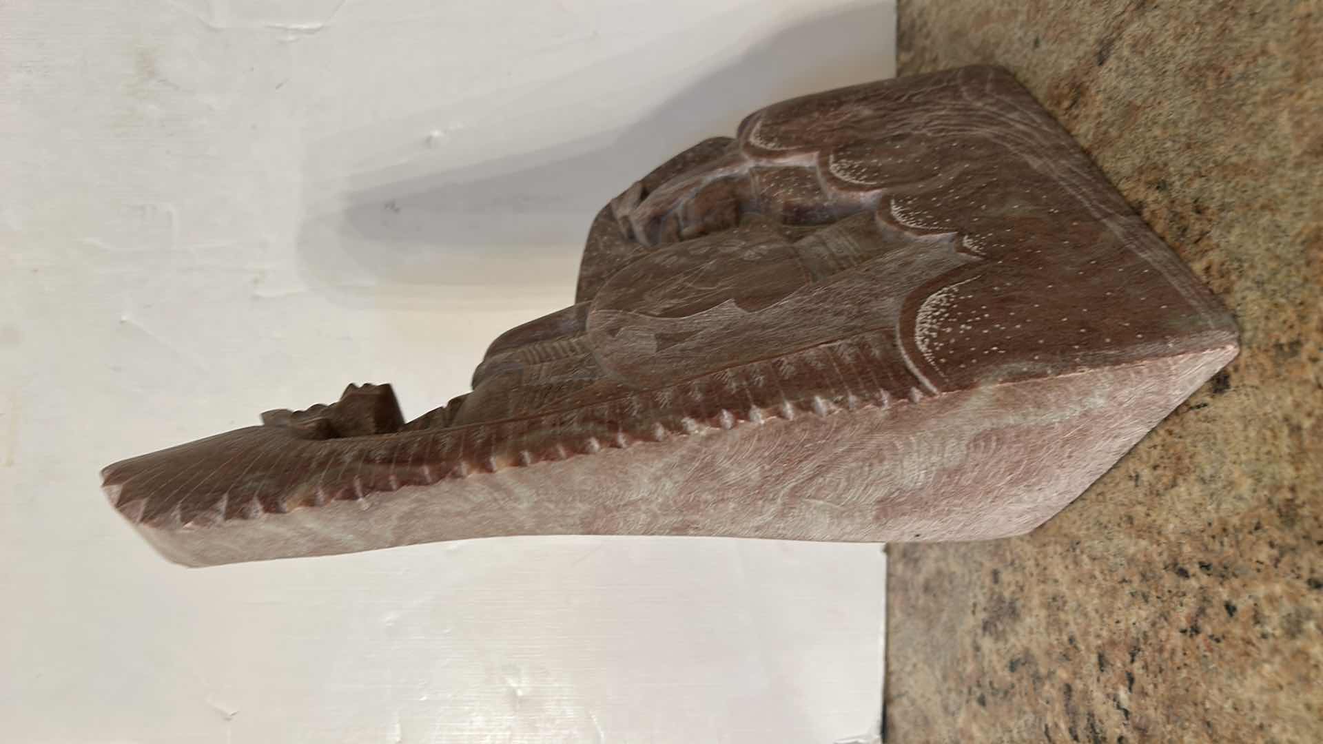 Photo 1 of HAND-CARVED ALABASTER SCULPTURE OF A NATIVE AMERICAN FIGURE,  CREATED BY A NAVAJO ARTIST H13 1/2”