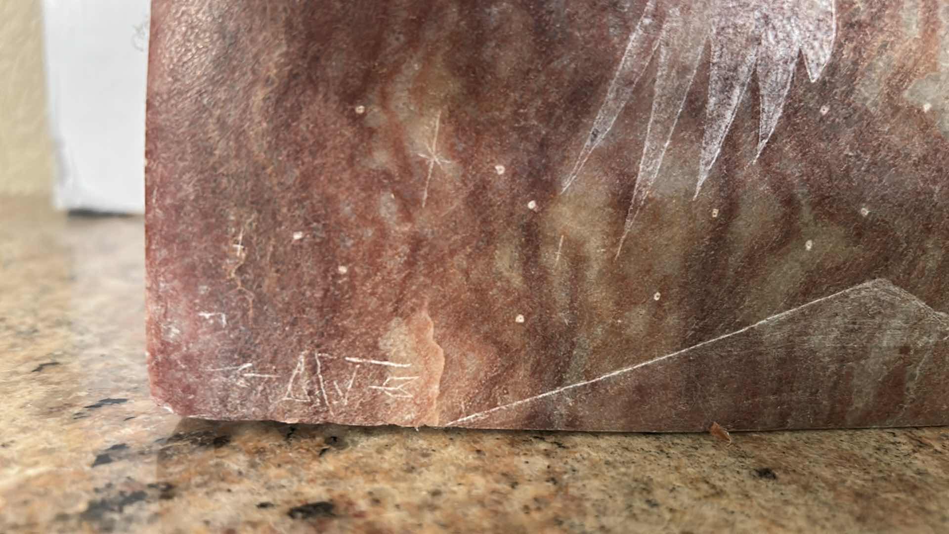 Photo 1 of HAND-CARVED ALABASTER SCULPTURE OF A NATIVE AMERICAN FIGURE,  CREATED BY A NAVAJO ARTIST H13 1/2”